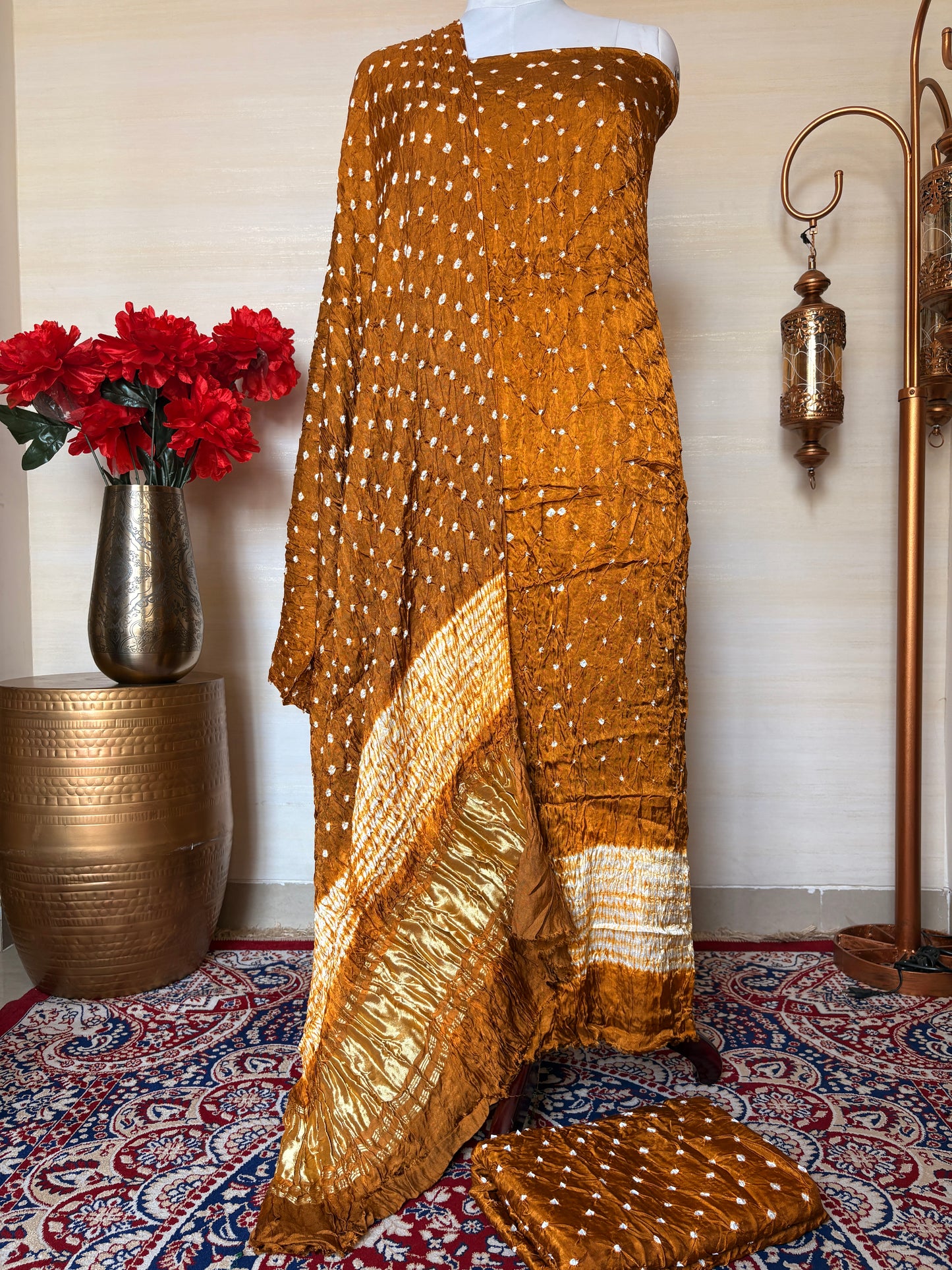 Mustard bandhani suit set (3 piece )