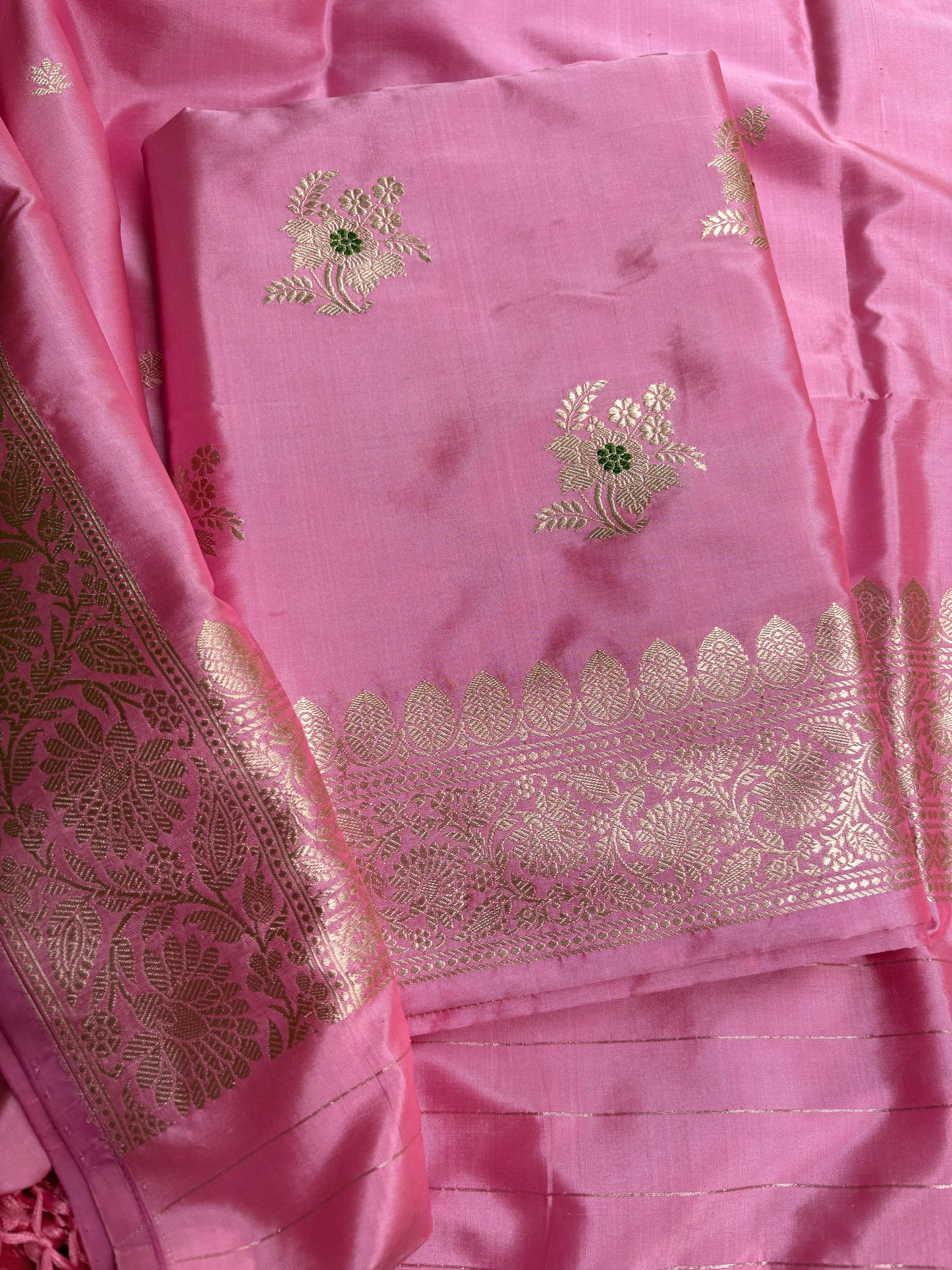 Pink Katan by katan silk meenadar suit set