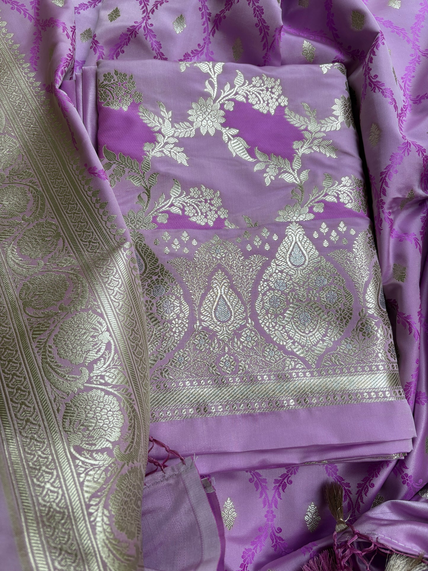 Lavender rangkat mashru silk suit set