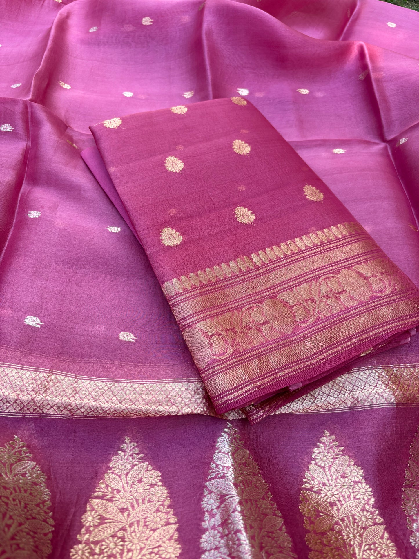 Pink kora kadhwa 3 piece suit set