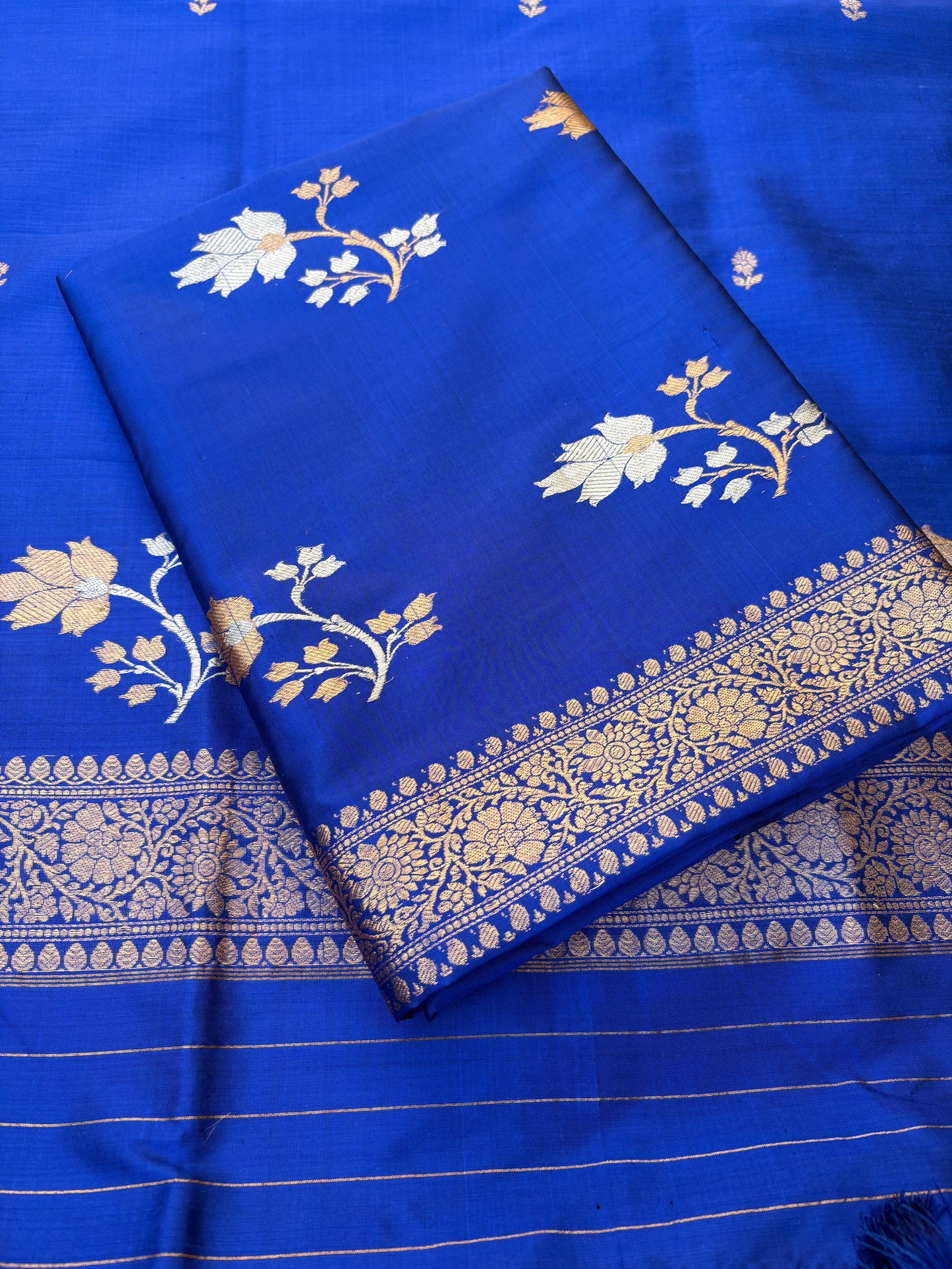 Blue katan by katan silk 3 piece kadhwa suit set