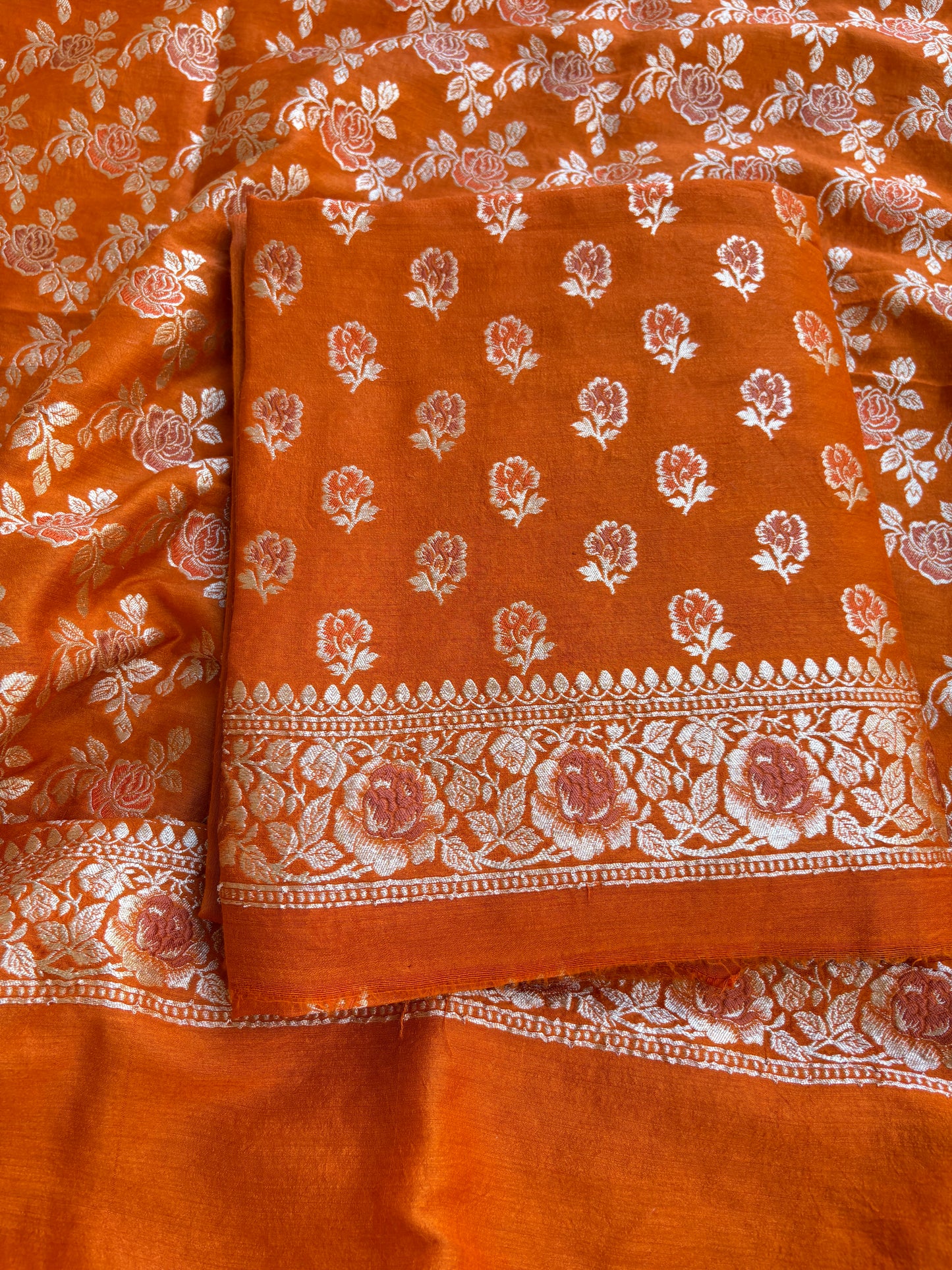 Orange moonga silk suit set