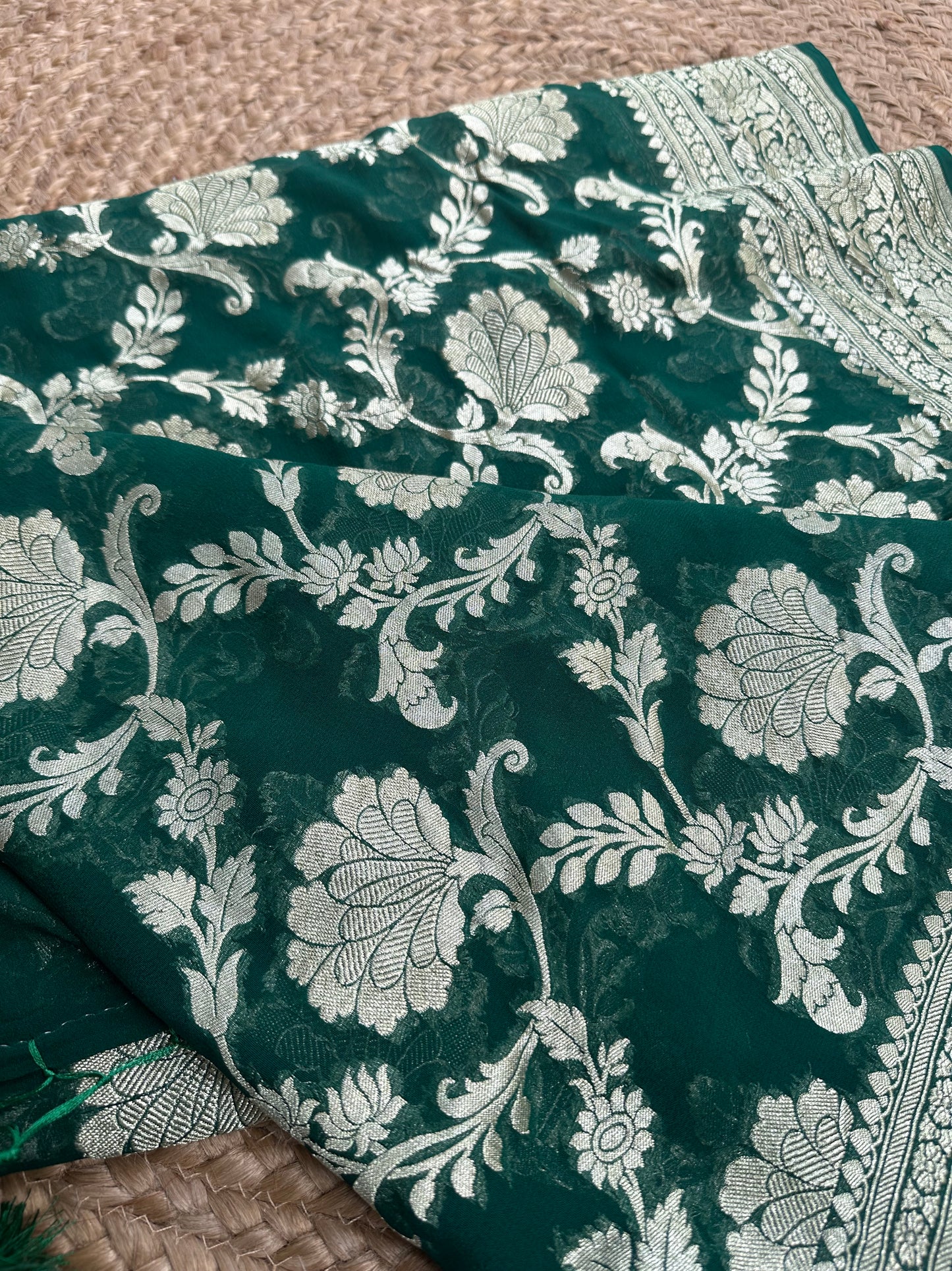 Green khaddi georgette dupatta