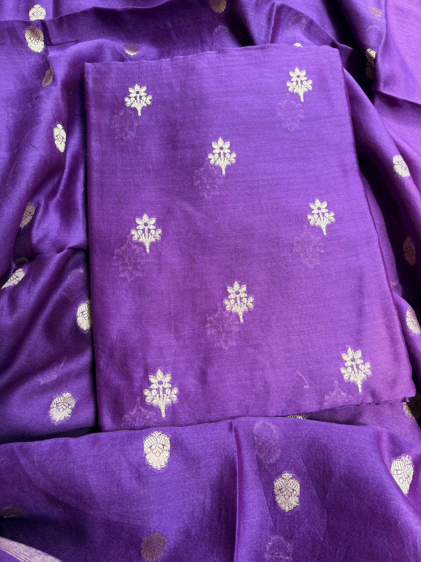 Purple Chanderi silk 3 piece suit set