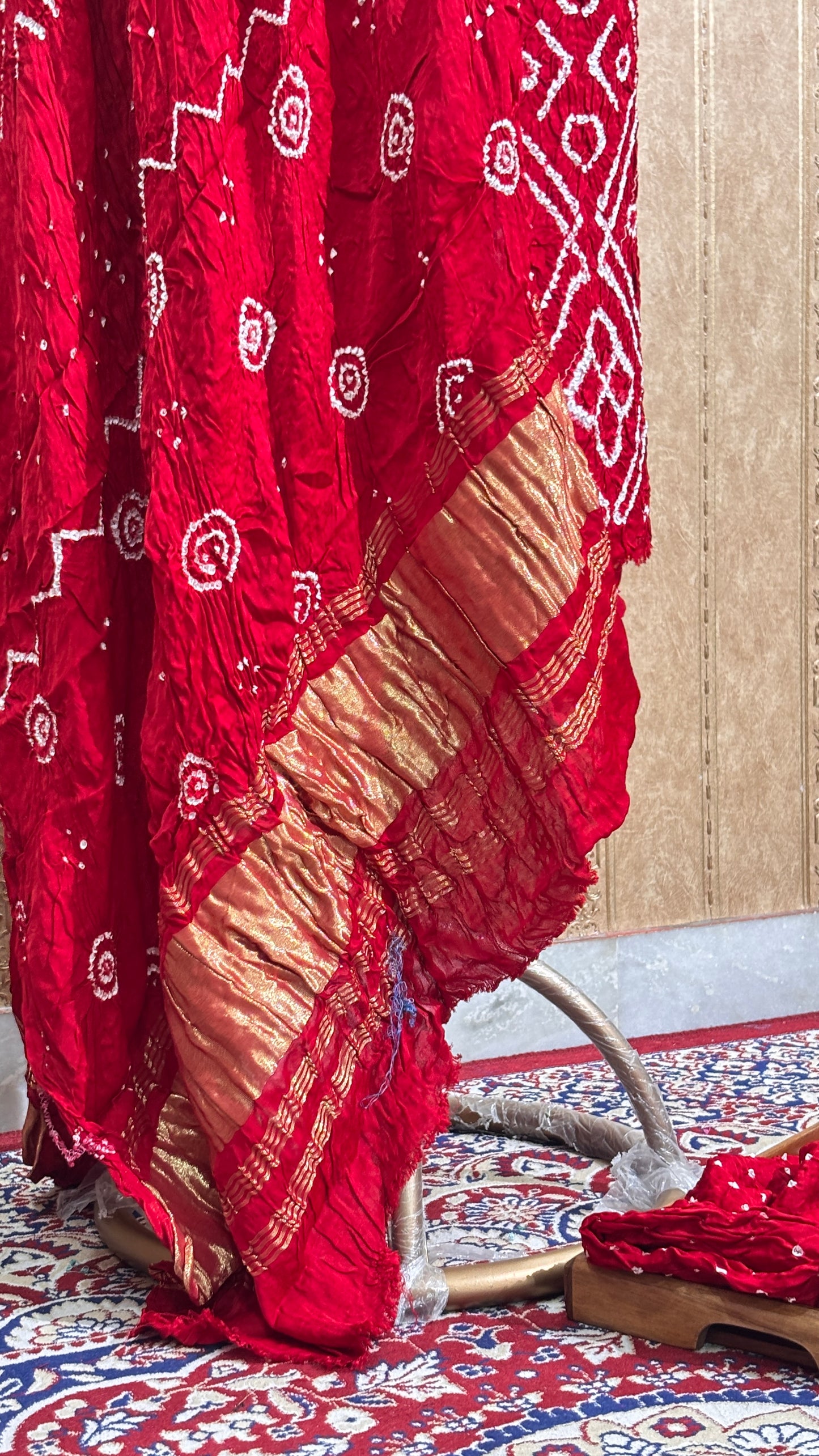 Red bandhani suit set