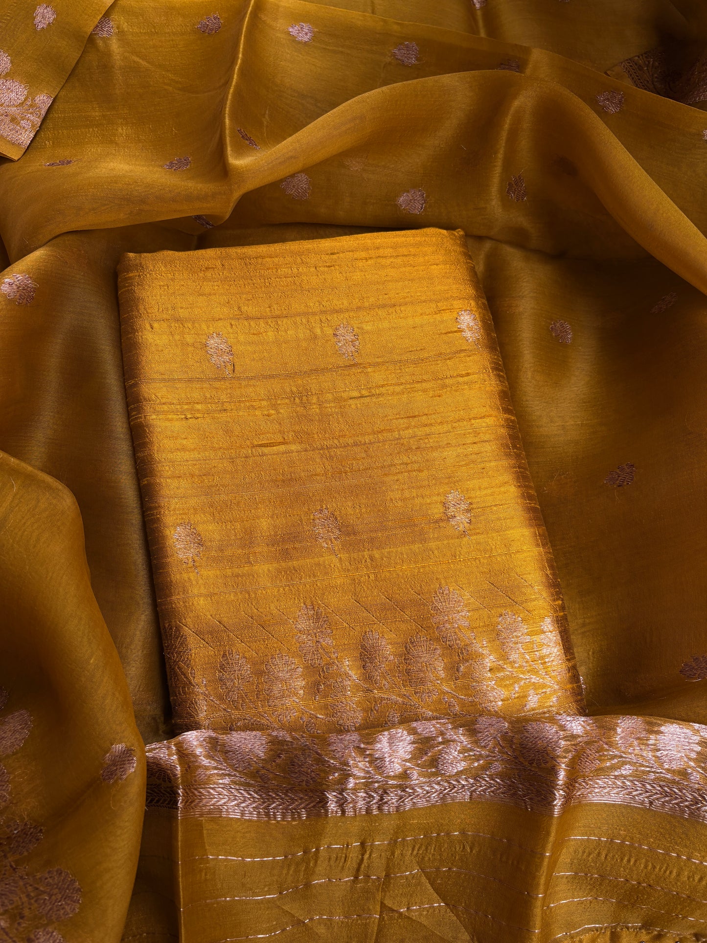 Raw silk kadhwa suit set