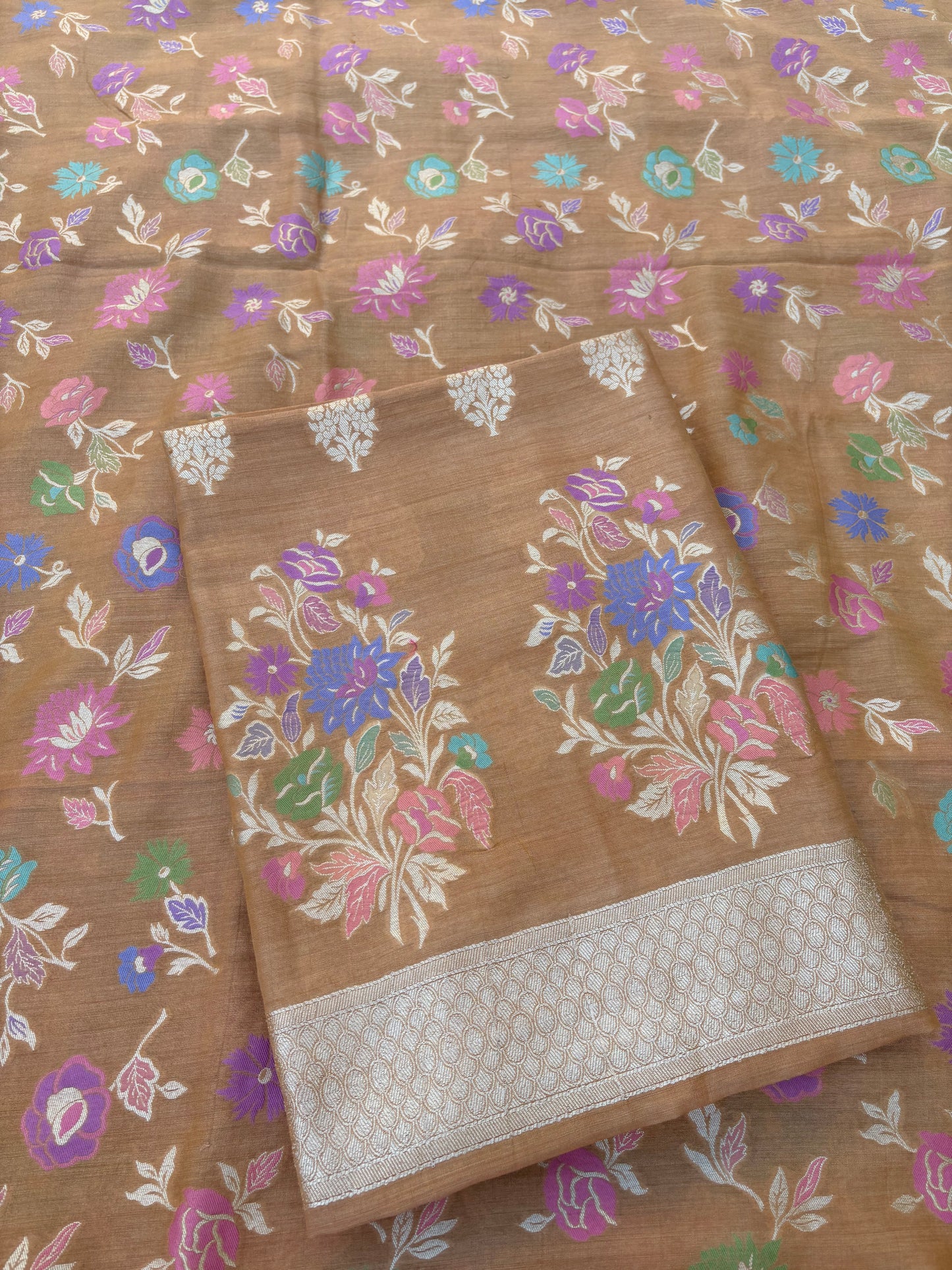 Golden moonga silk tilfi weaving meenadar 3 piece suit set