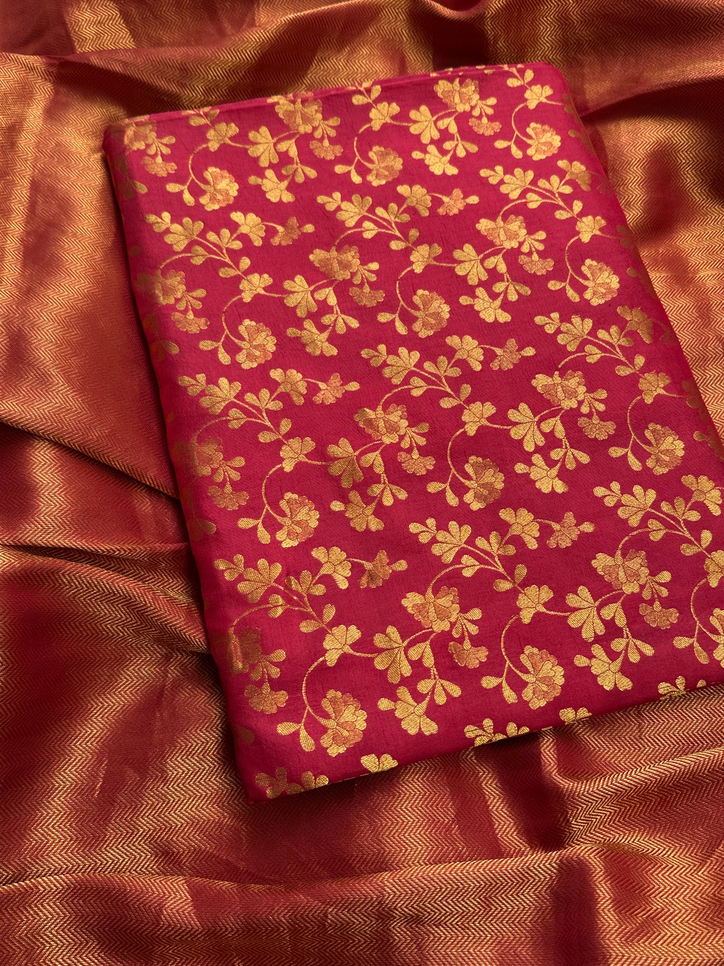 Red Jaal katan gold suit set