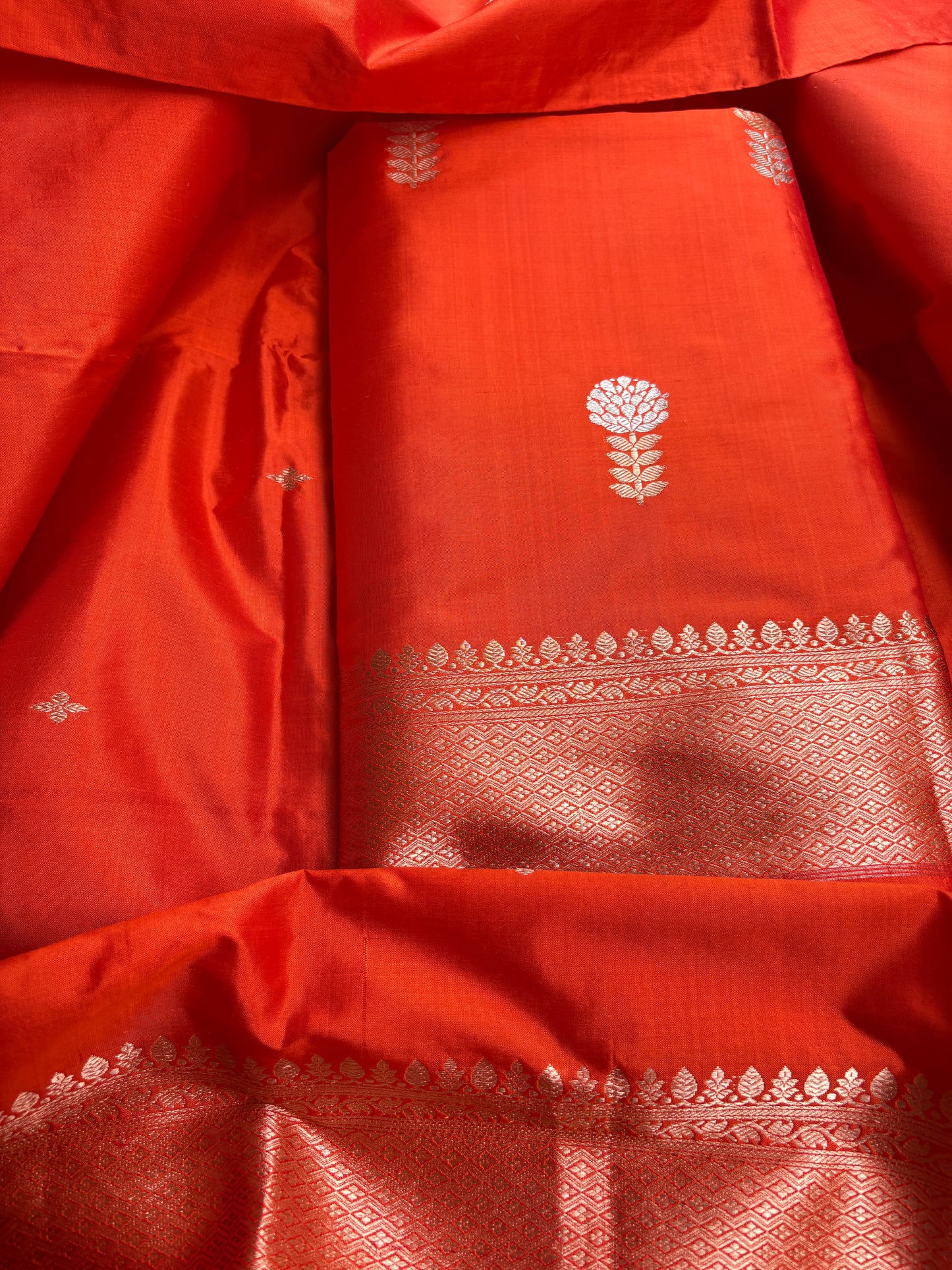 Orange katan by katan silk 3 piece suit set
