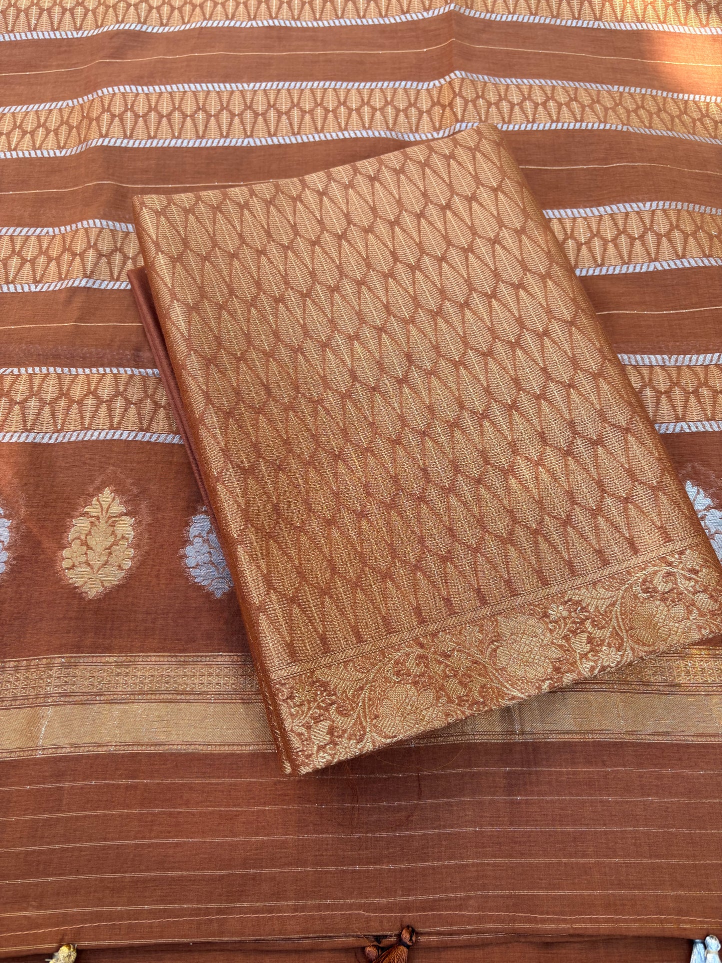 Coffee cotton tissue 3 piece suit set