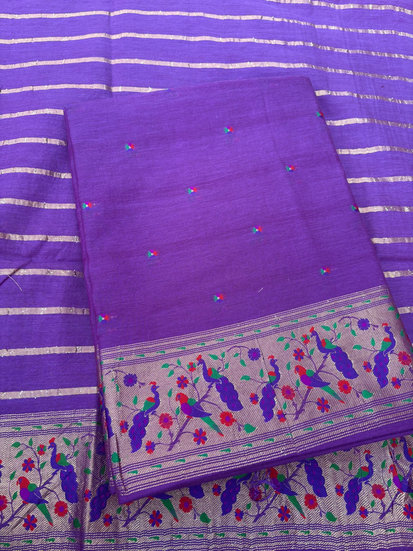 Purple Chanderi paithani weaving 3 piece suit set