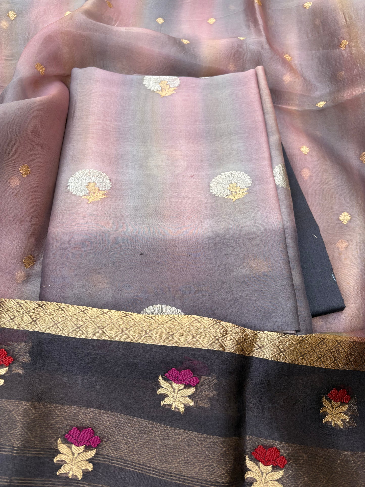 Kora kadhwa silk 3 piece suit set