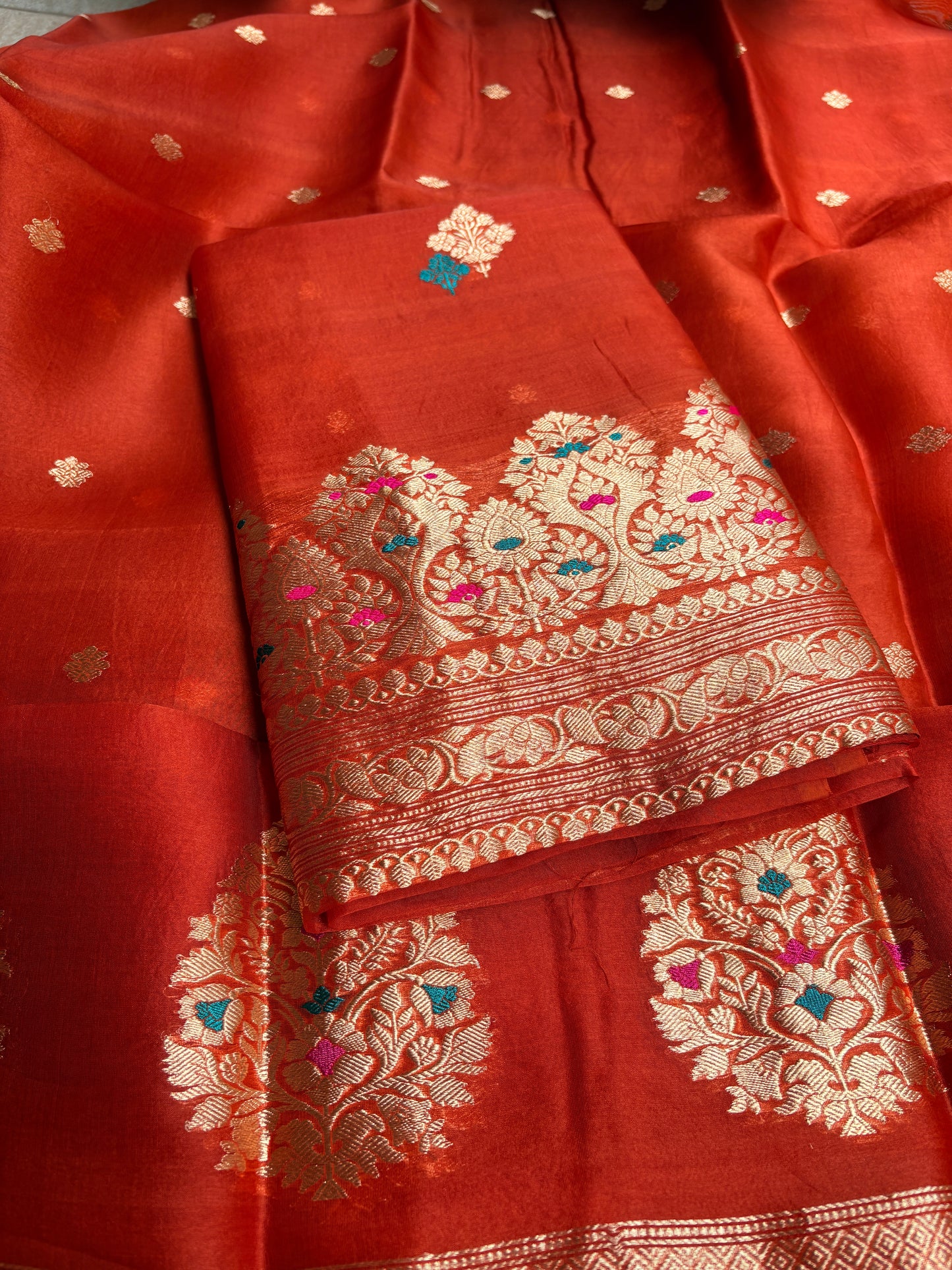 Rust kora kadhwa meenadar suit set
