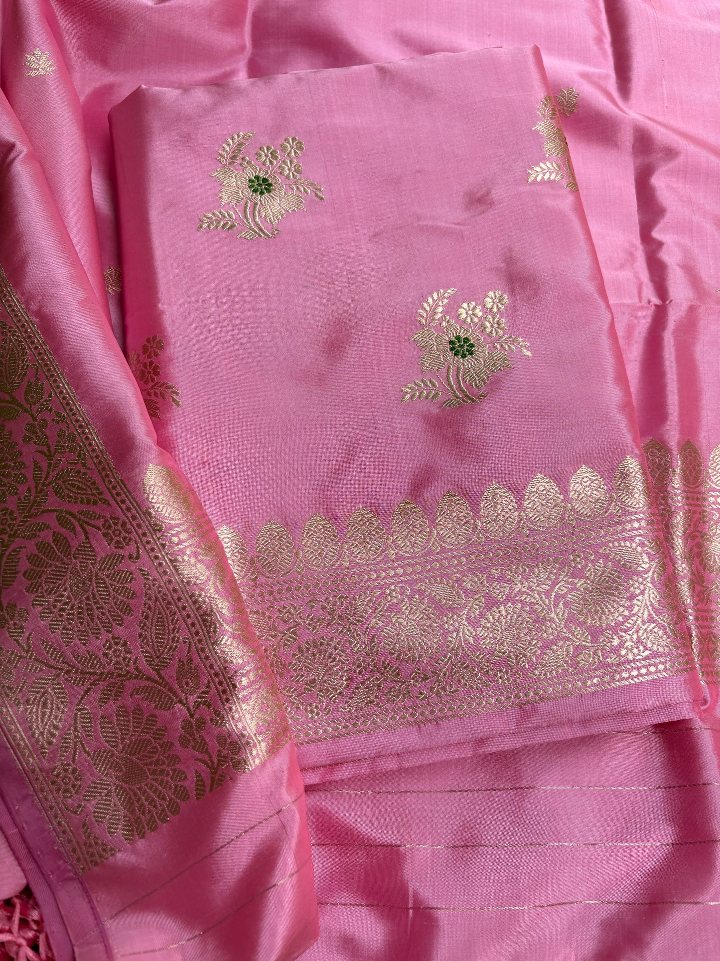 Pink Katan by katan silk meenadar suit set