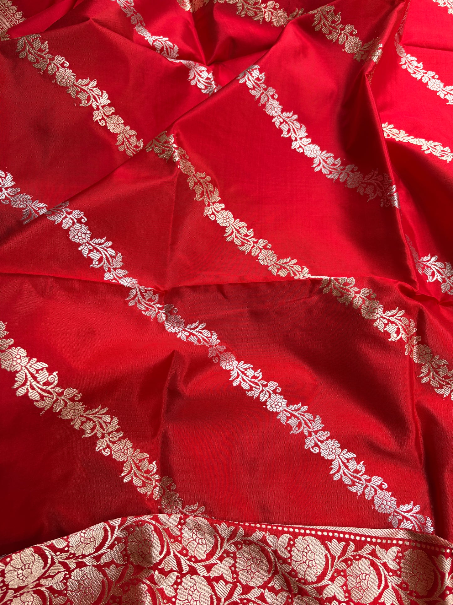 Red katan silk kadhwa dupatta
