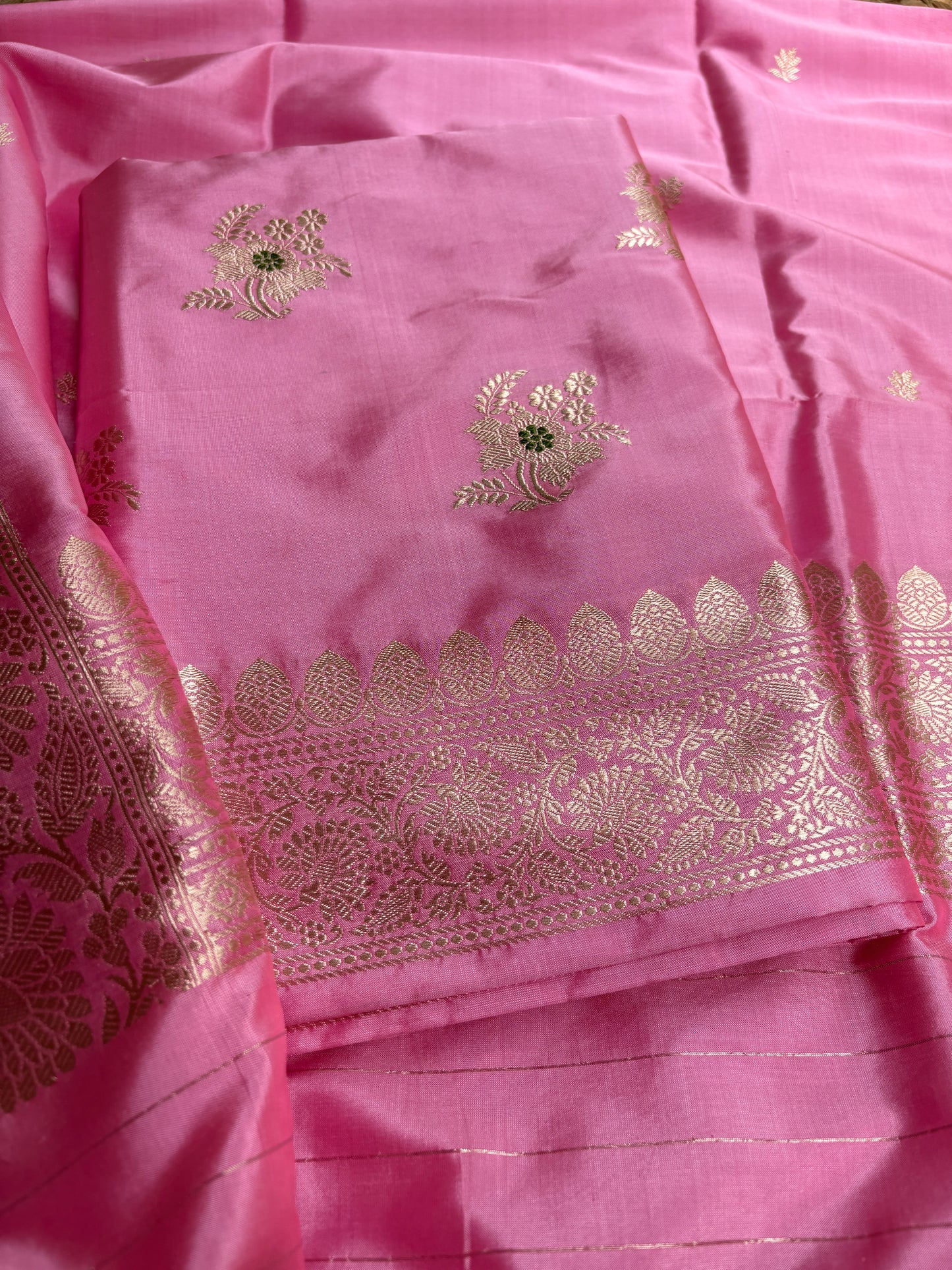 Pink Katan by katan silk meenadar suit set