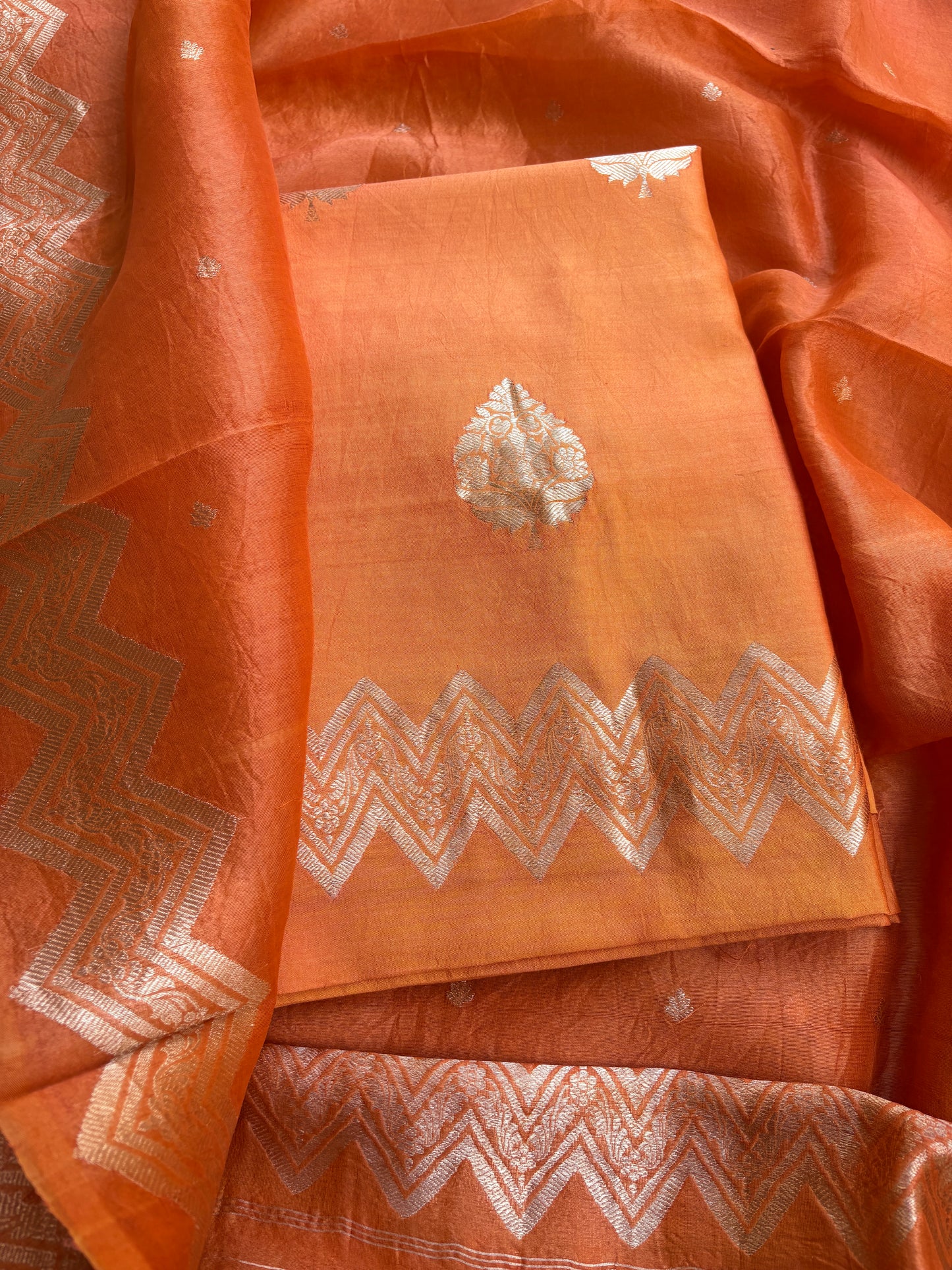 Orange Chiniya kora suit set