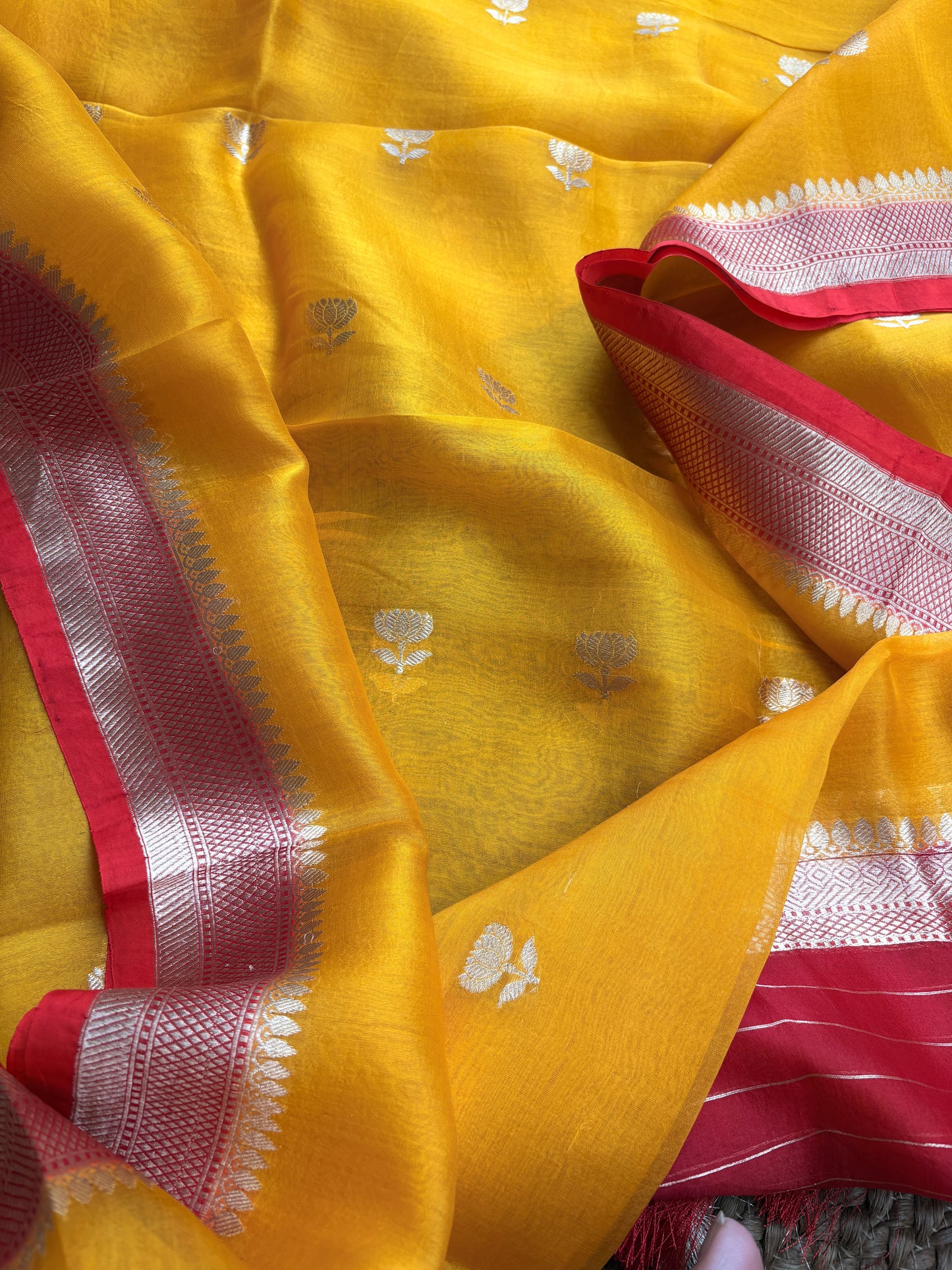 Yellow kora kadhwa suit set