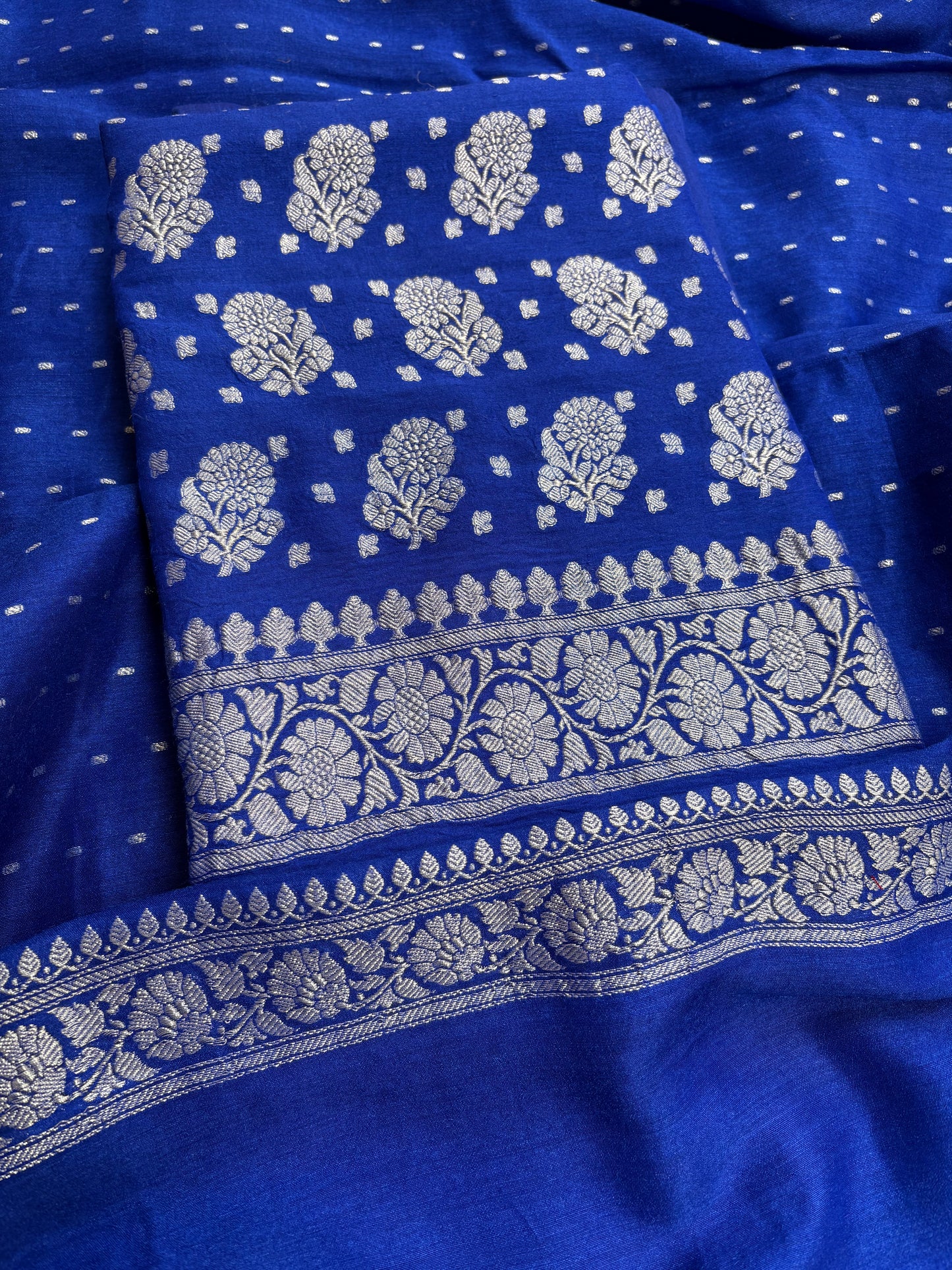 Blue moonga chiffon 3 piece suit set