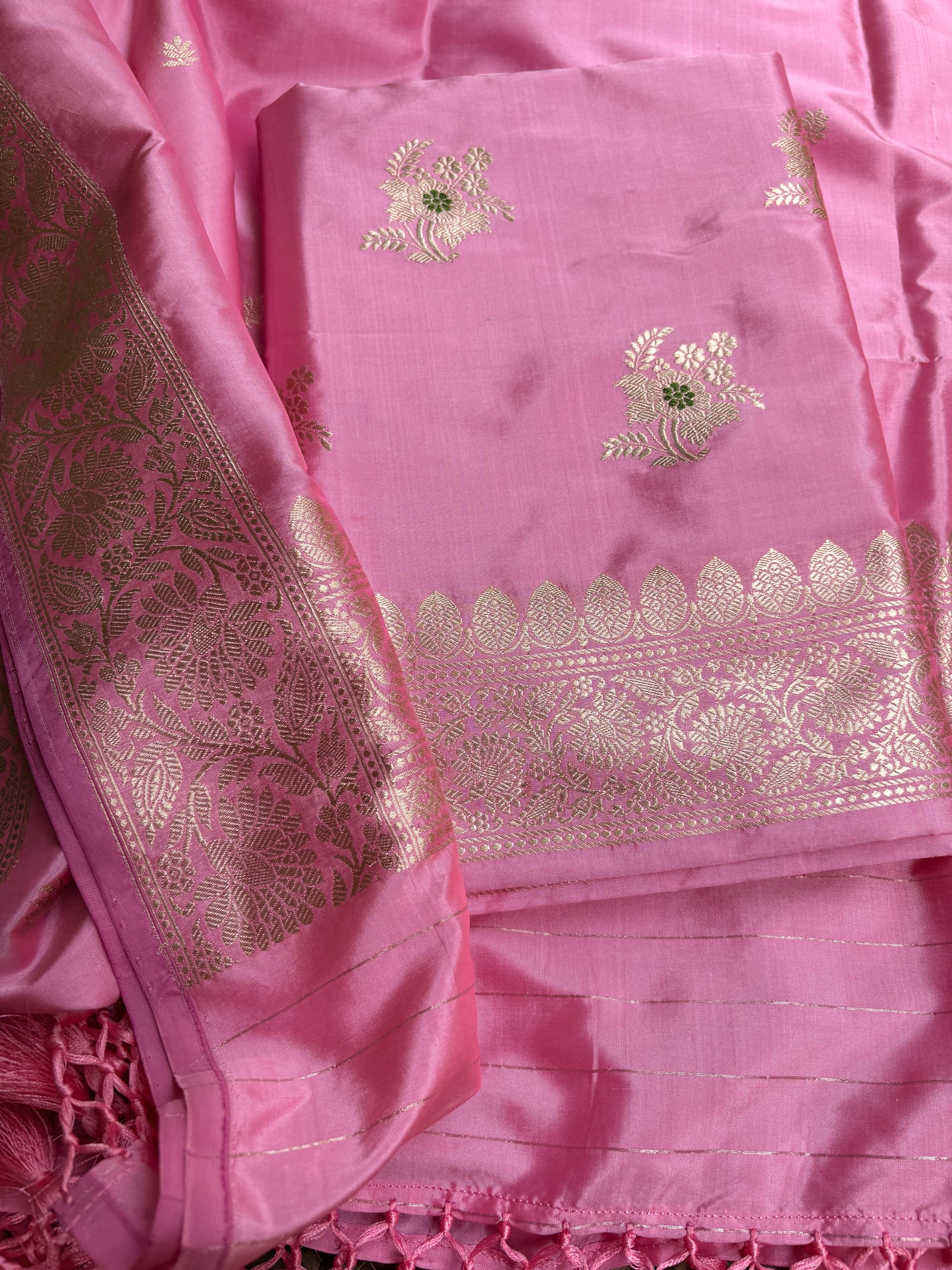 Pink Katan by katan silk meenadar suit set