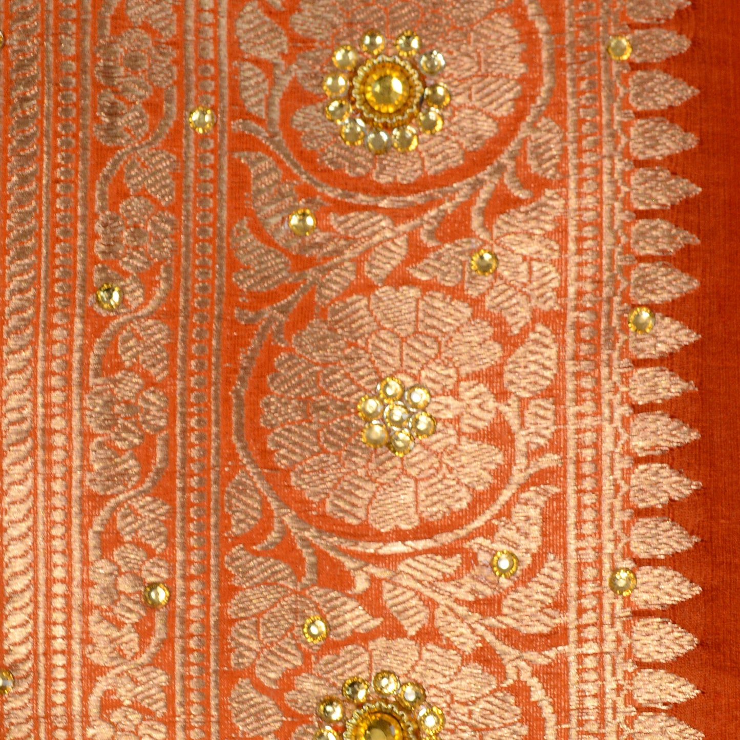 Orange Kora silk handwork dupatta