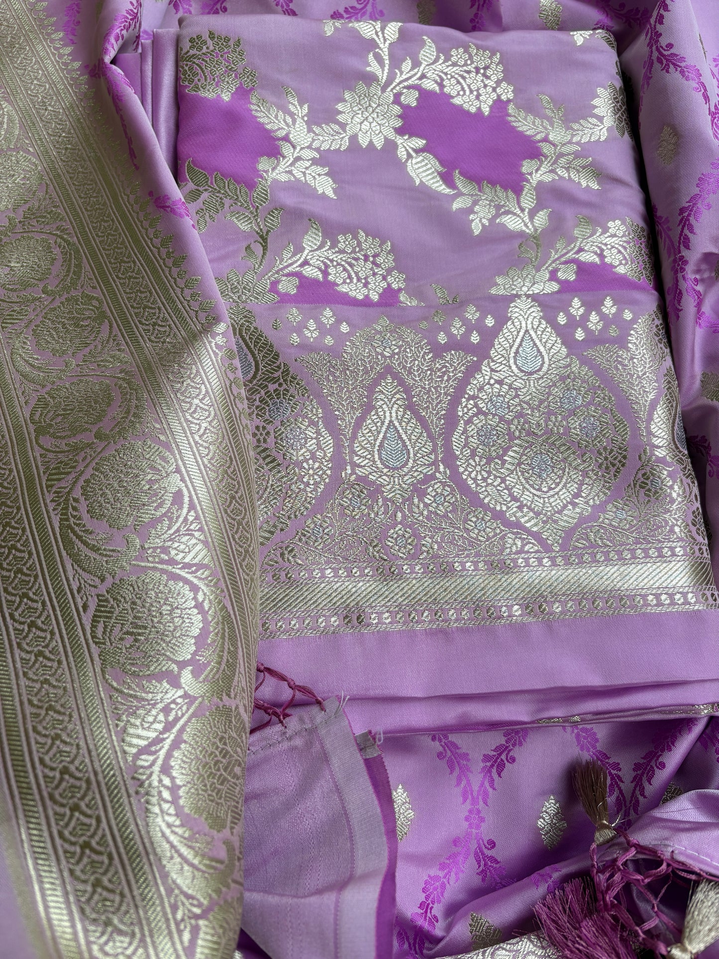 Lavender rangkat mashru silk suit set