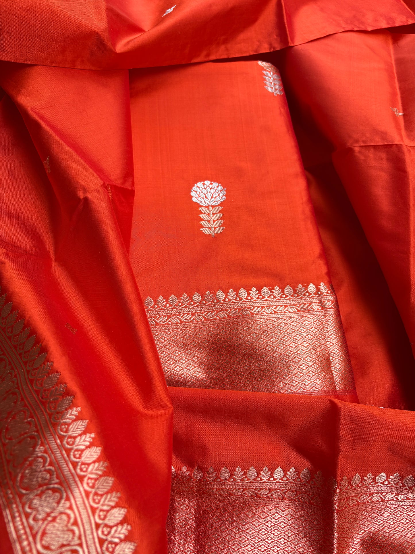 Orange katan by katan silk 3 piece suit set