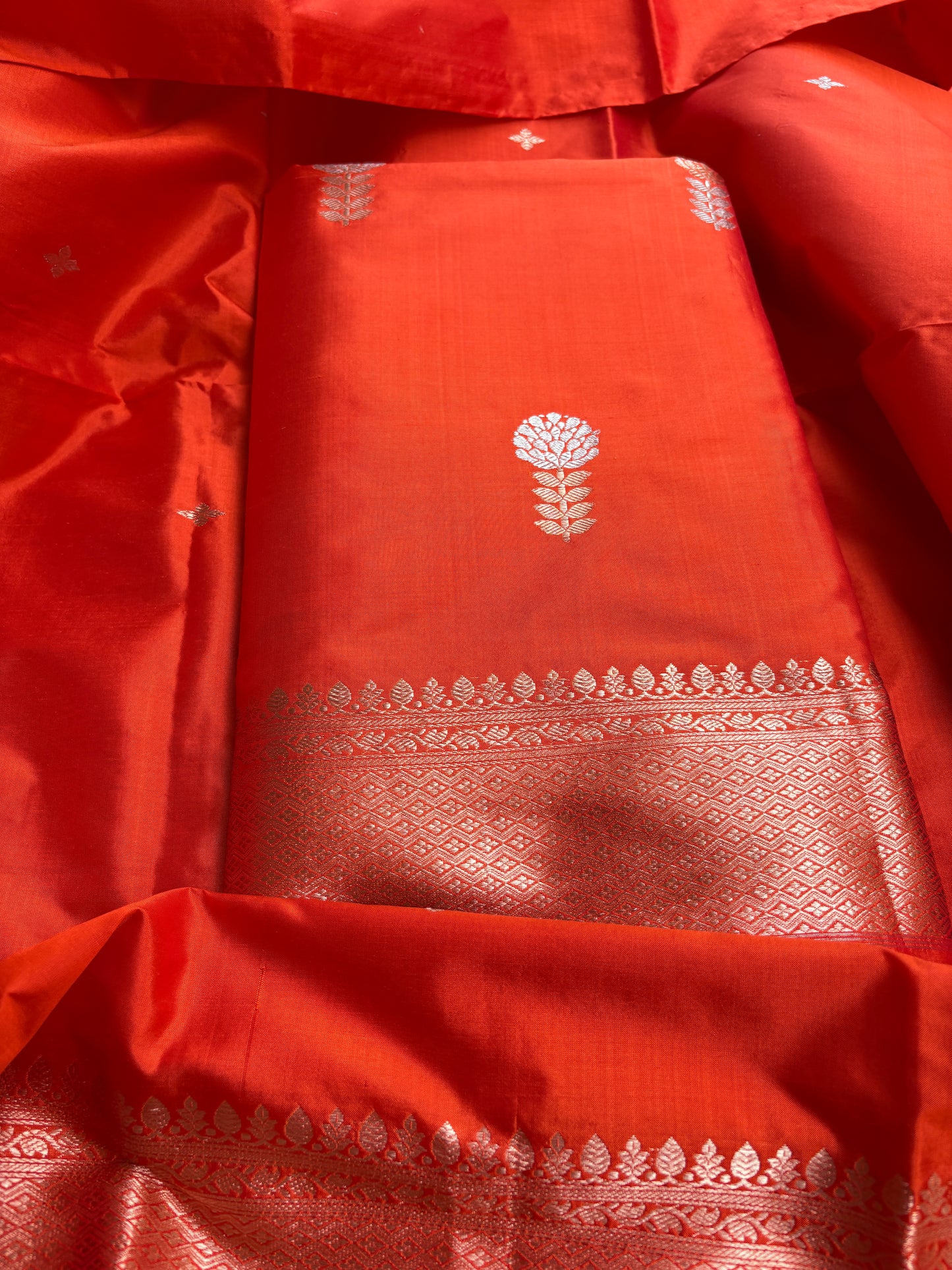 Orange katan by katan silk 3 piece suit set