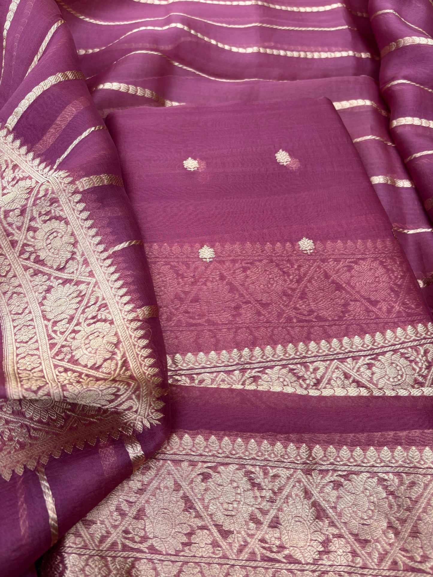 Pure kadhwa kora silk 3 piece suit set