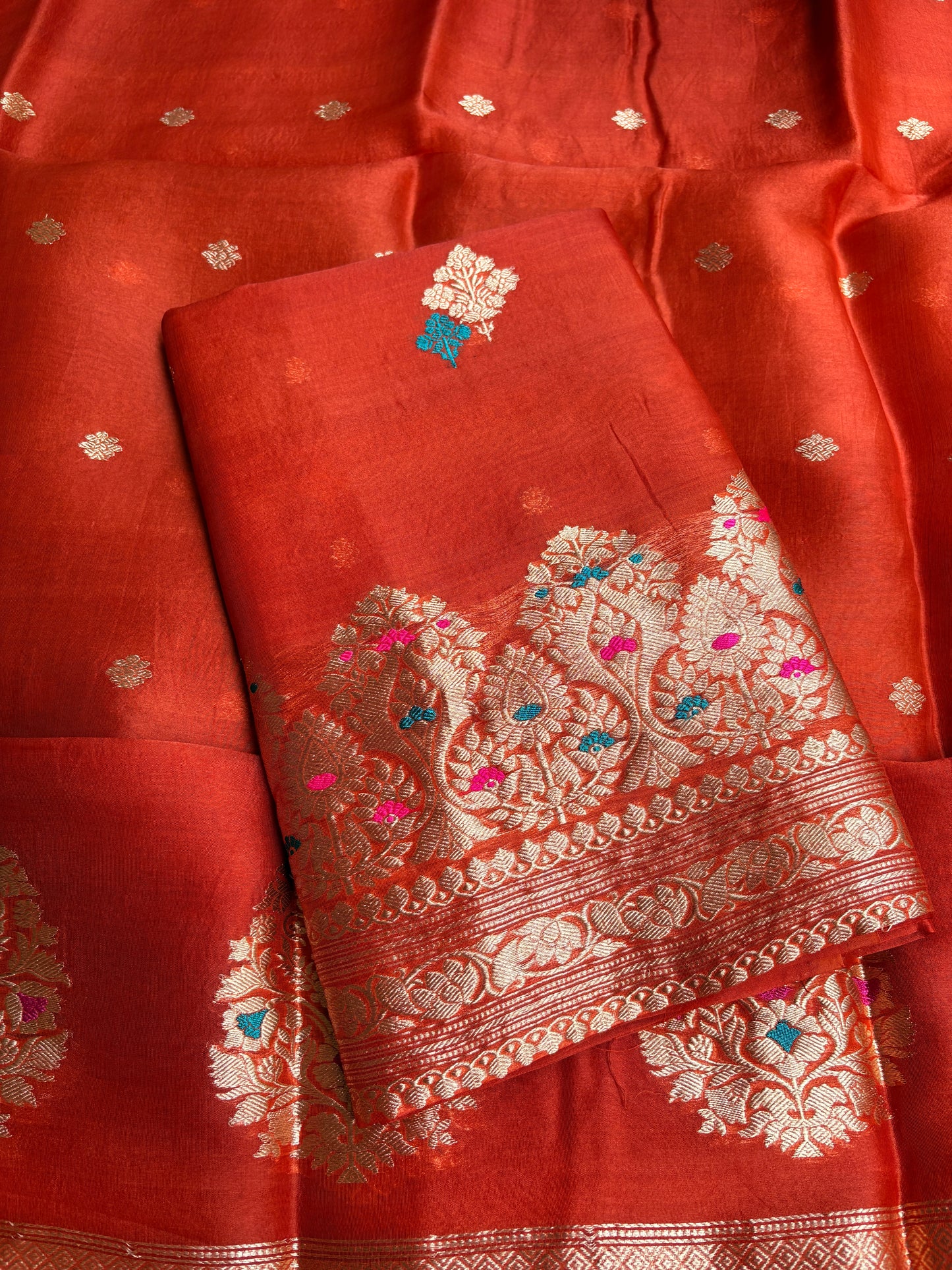 Rust kora kadhwa meenadar suit set