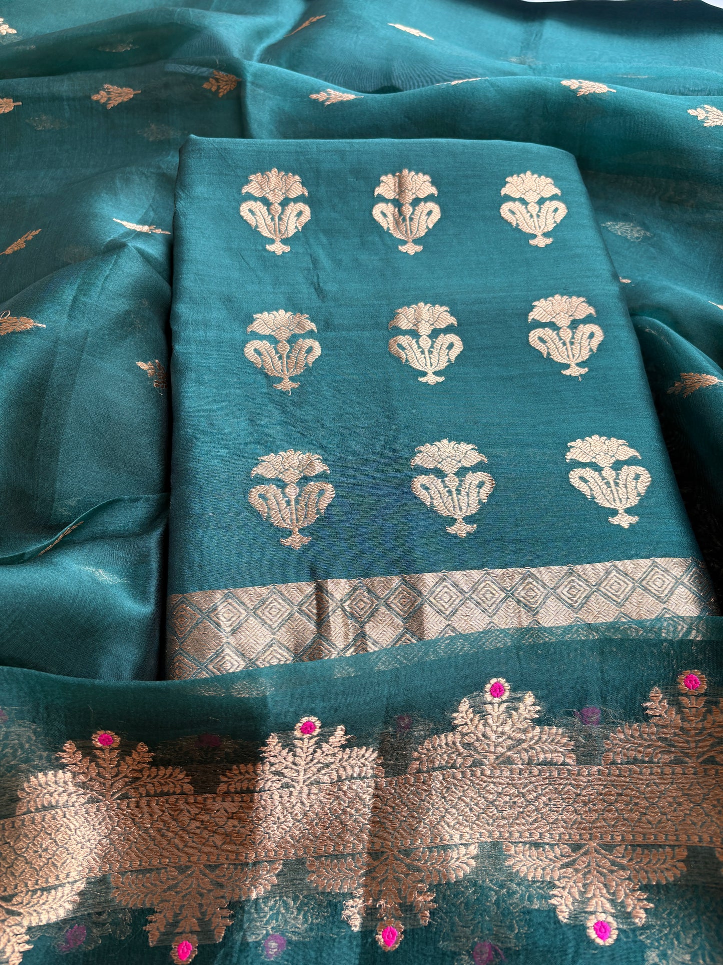 Green Chiniya meenadar suit set