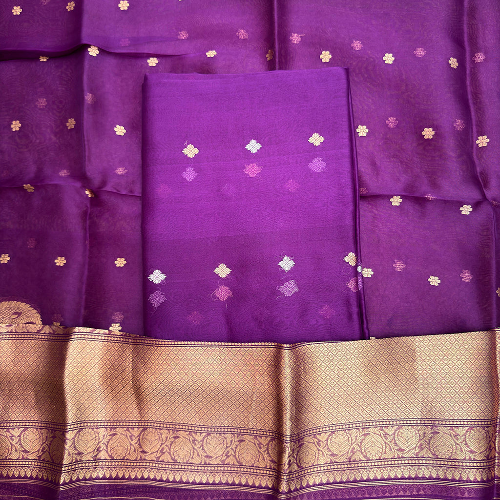 Purple kora silk suit set