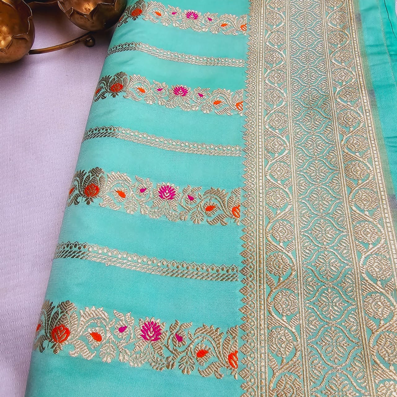 Mashru silk hand crafted meenadar saree.