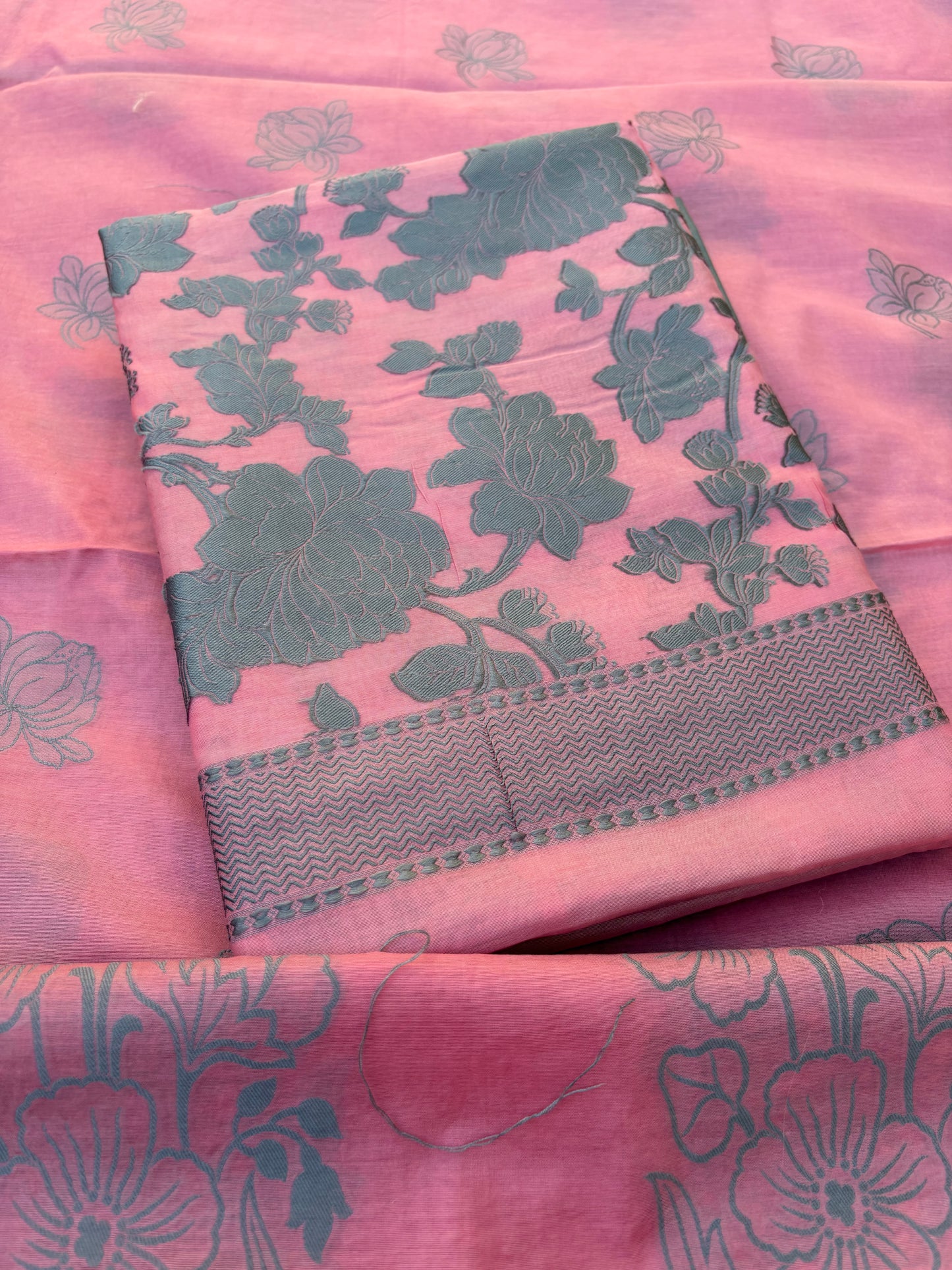 Pink Chanderi weaving 3 piece suit set