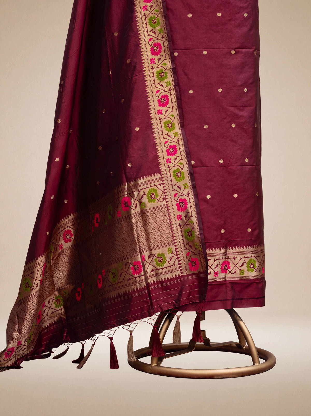 Wine Katan by Katan silk paithani suit set