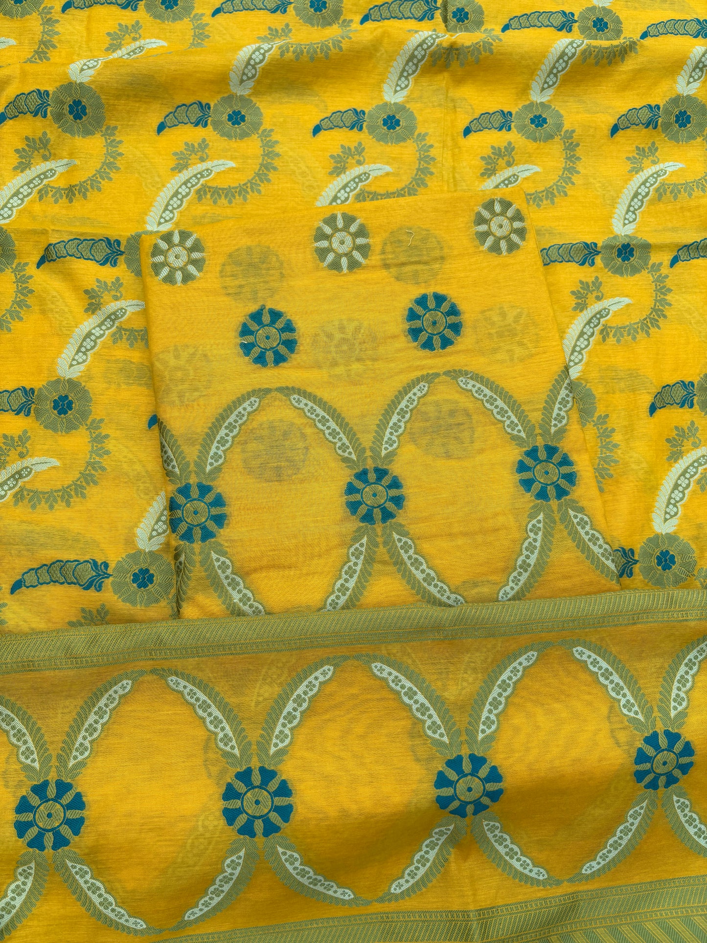 Mustard meenadar Chanderi 3 piece suit set