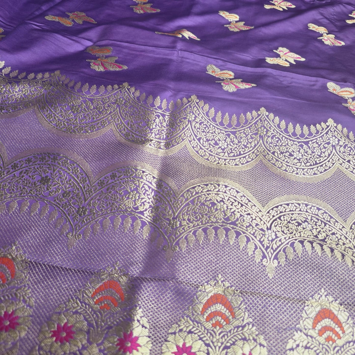 Premium Mashru silk Meenakari Banarasi saree.