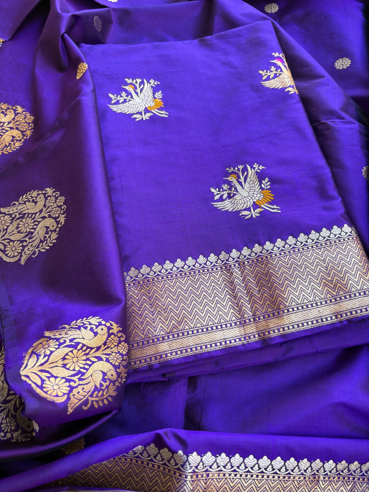 Purple katan by katan silk kadhwa suit set