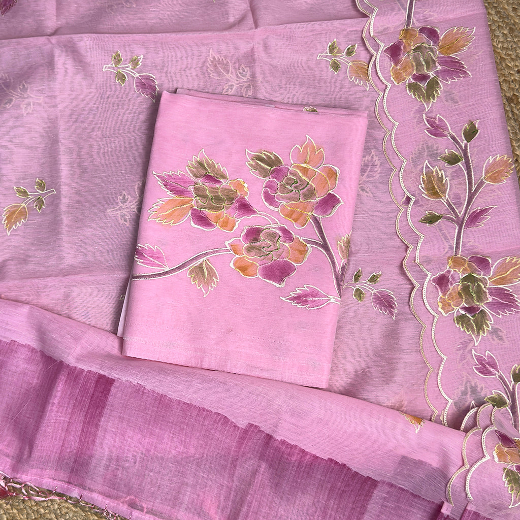 Pink linen cotton suit set