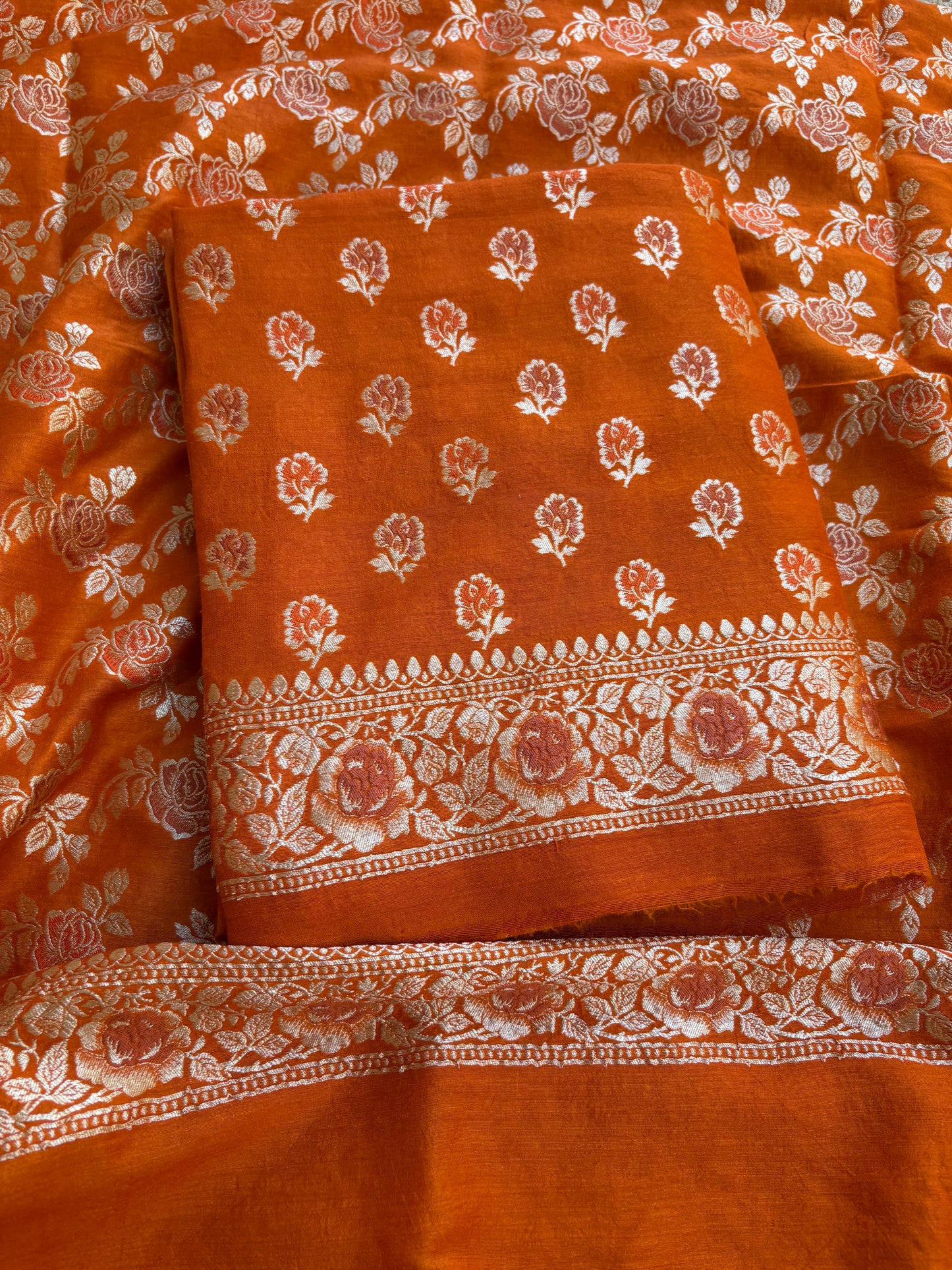 Orange moonga silk suit set