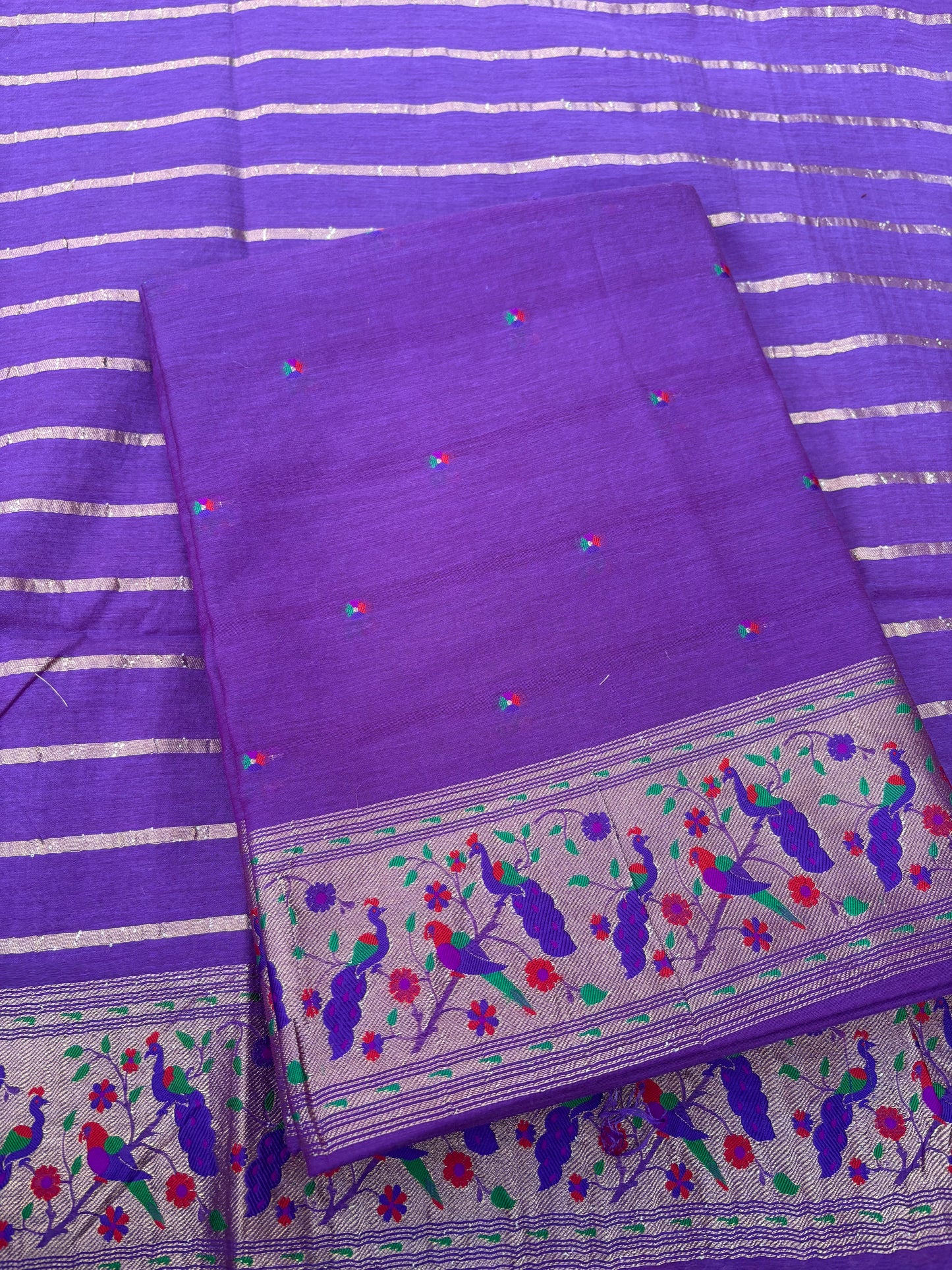 Purple Chanderi paithani weaving 3 piece suit set