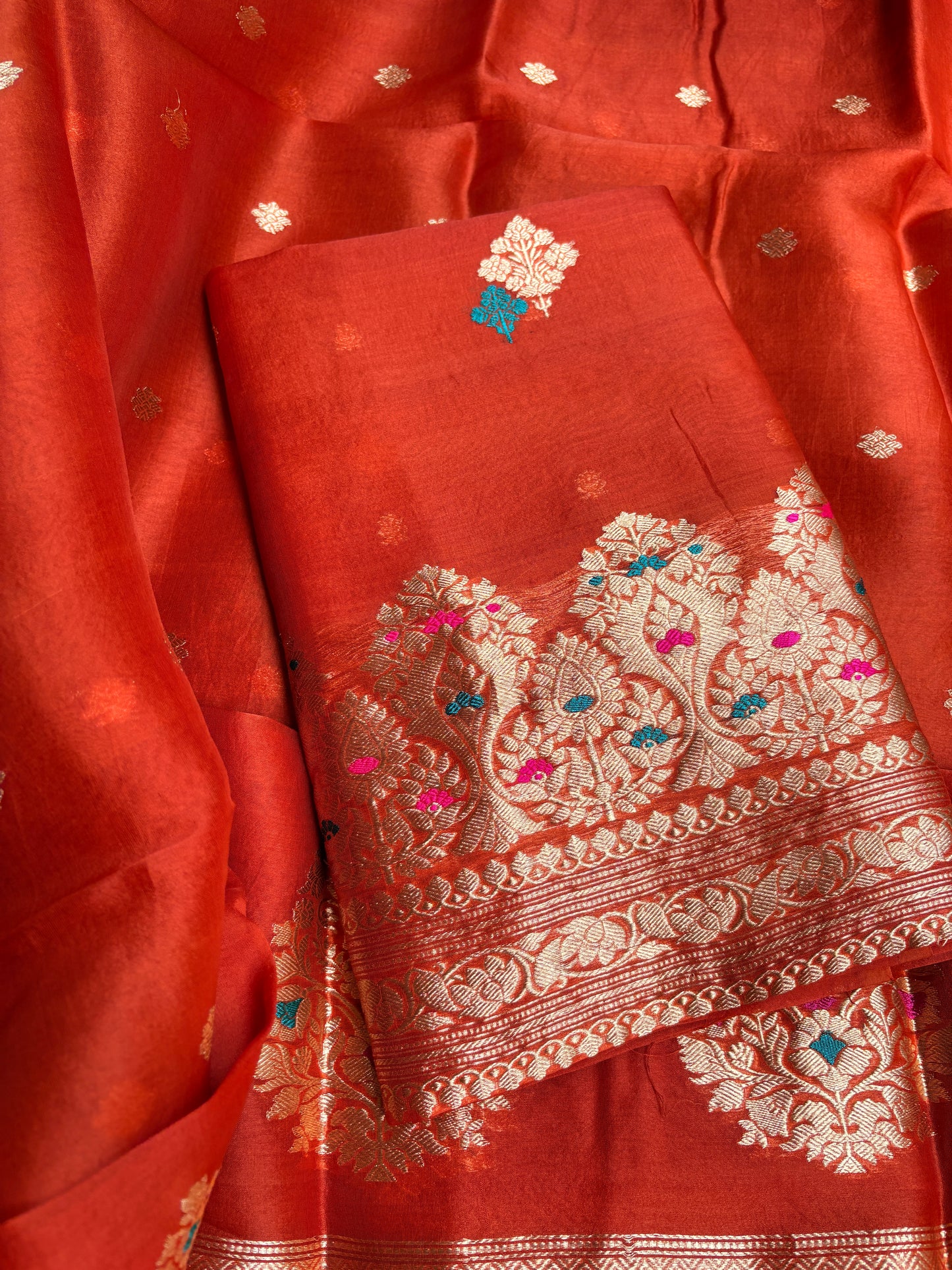 Rust kora kadhwa meenadar suit set