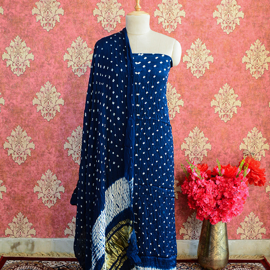Blue bandhani suit set