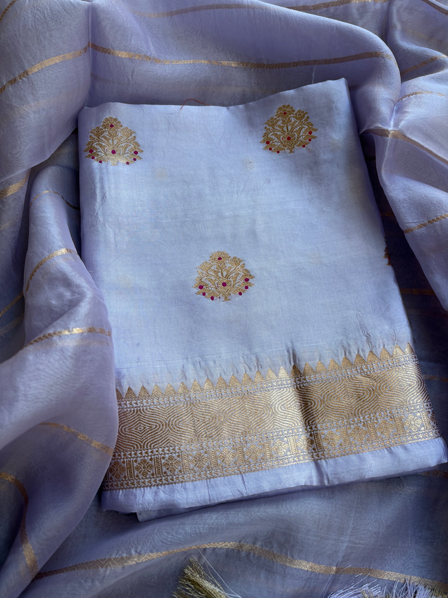 Blue Chiniya kora meenadar suit set