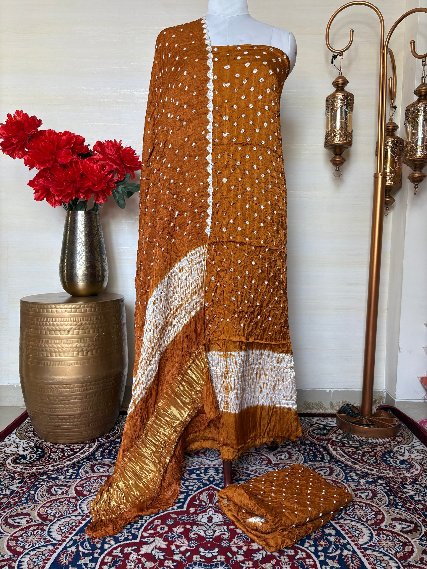 Mustard bandhani suit set