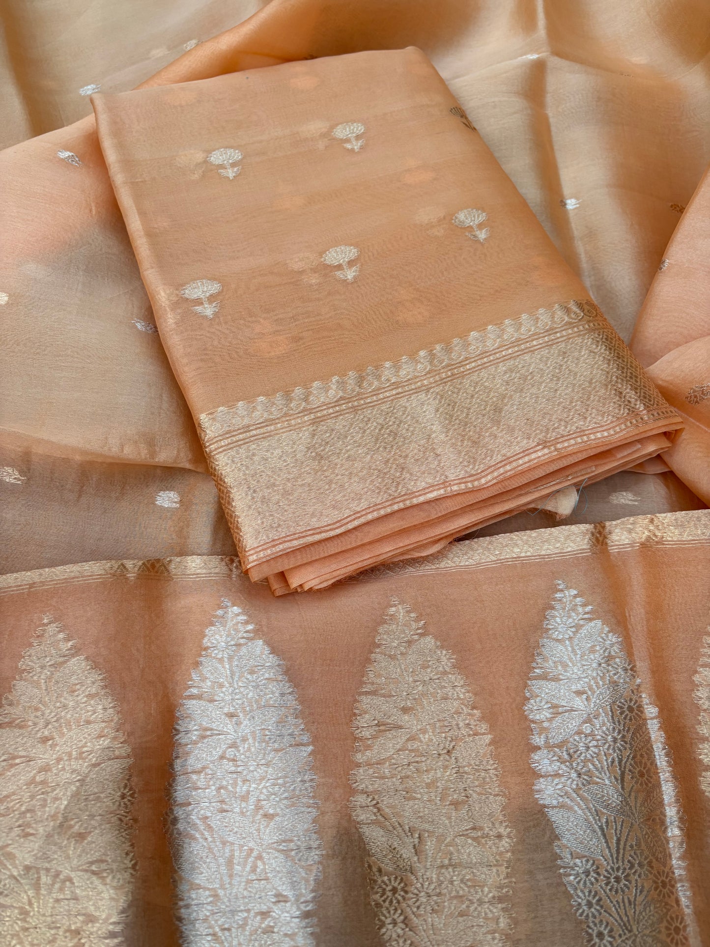 Peach orange kadhwa 3 piece suit set
