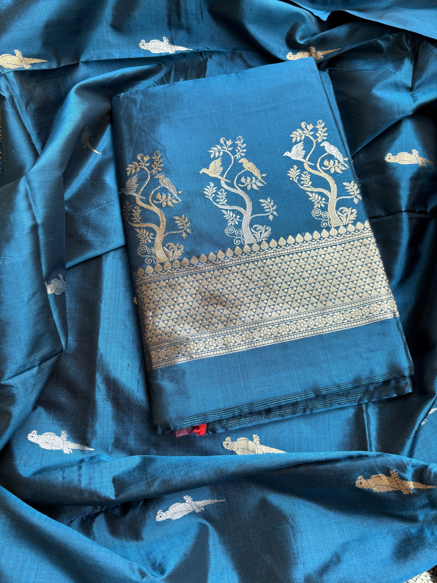 Blue katan by katan kadhwa silk suit set