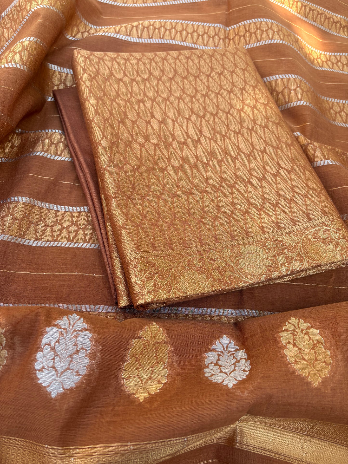 Coffee cotton tissue 3 piece suit set