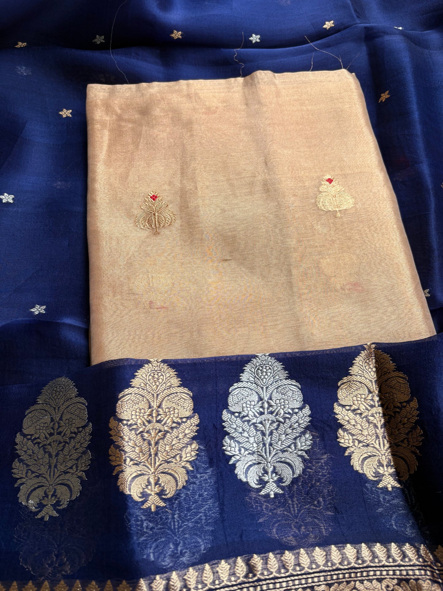 Tissue kadhwa kurta, bottom and kora silk dupatta