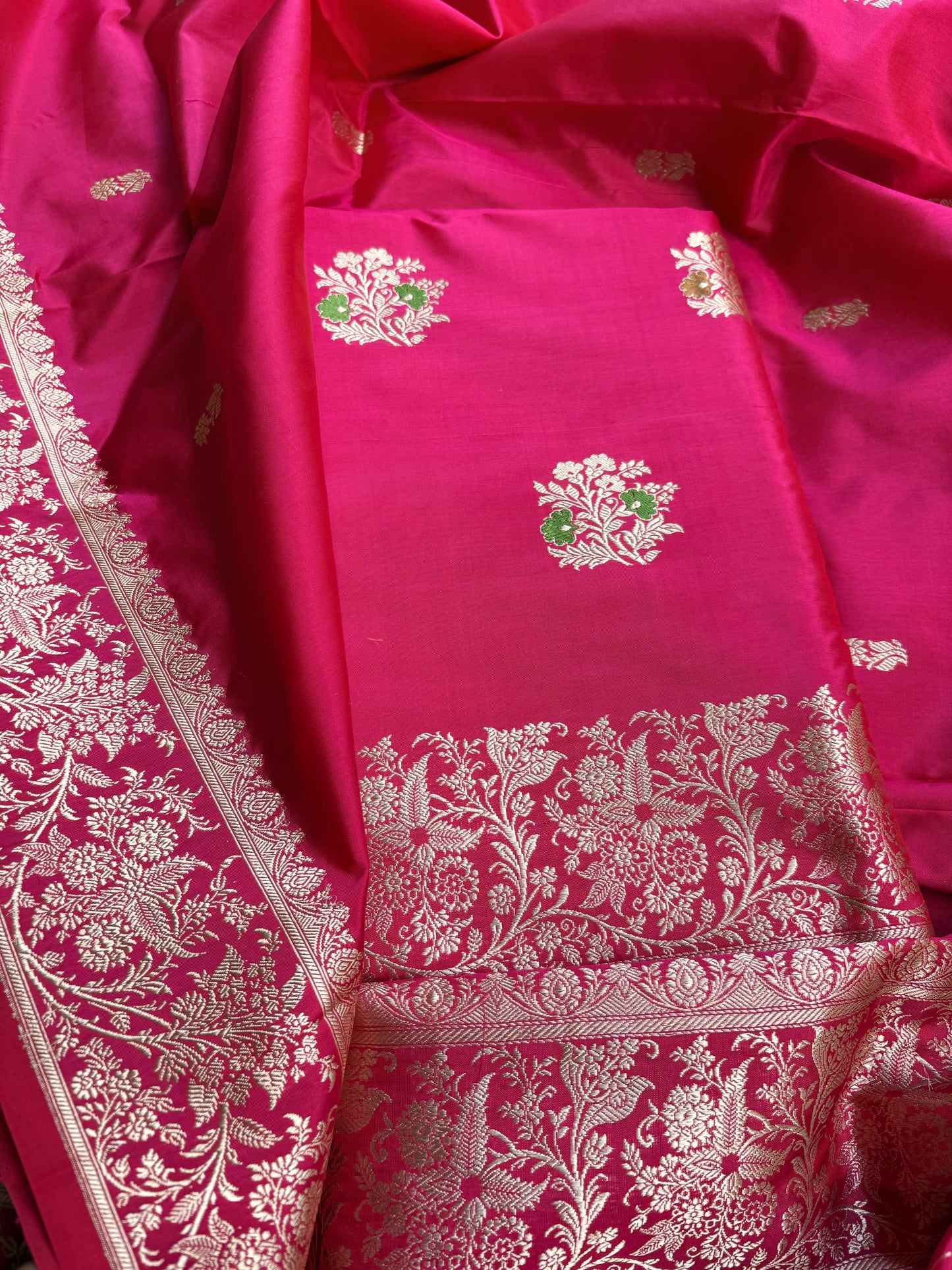 Pink katan by katan kadhwa silk suit set